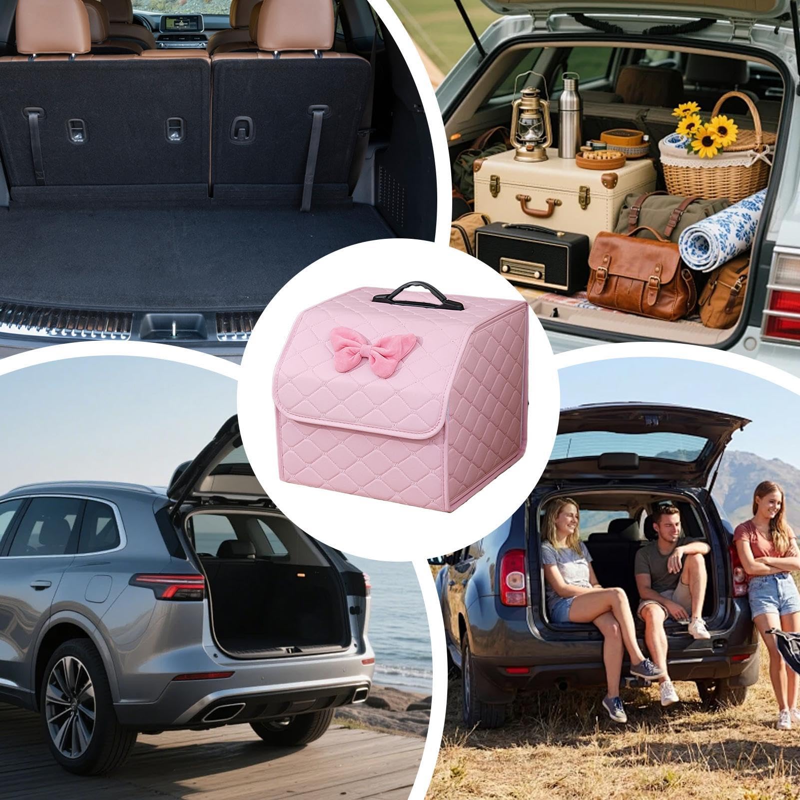 Organizzatore per bagagliaio con coperchio A Scomparti Multiuso Pieghevole | Scatola Portaoggetti Auto Per Veicolo, Camper, Berlina, Pick-Up, Sotto Sedile, Casa, Scrivania, Camera Da