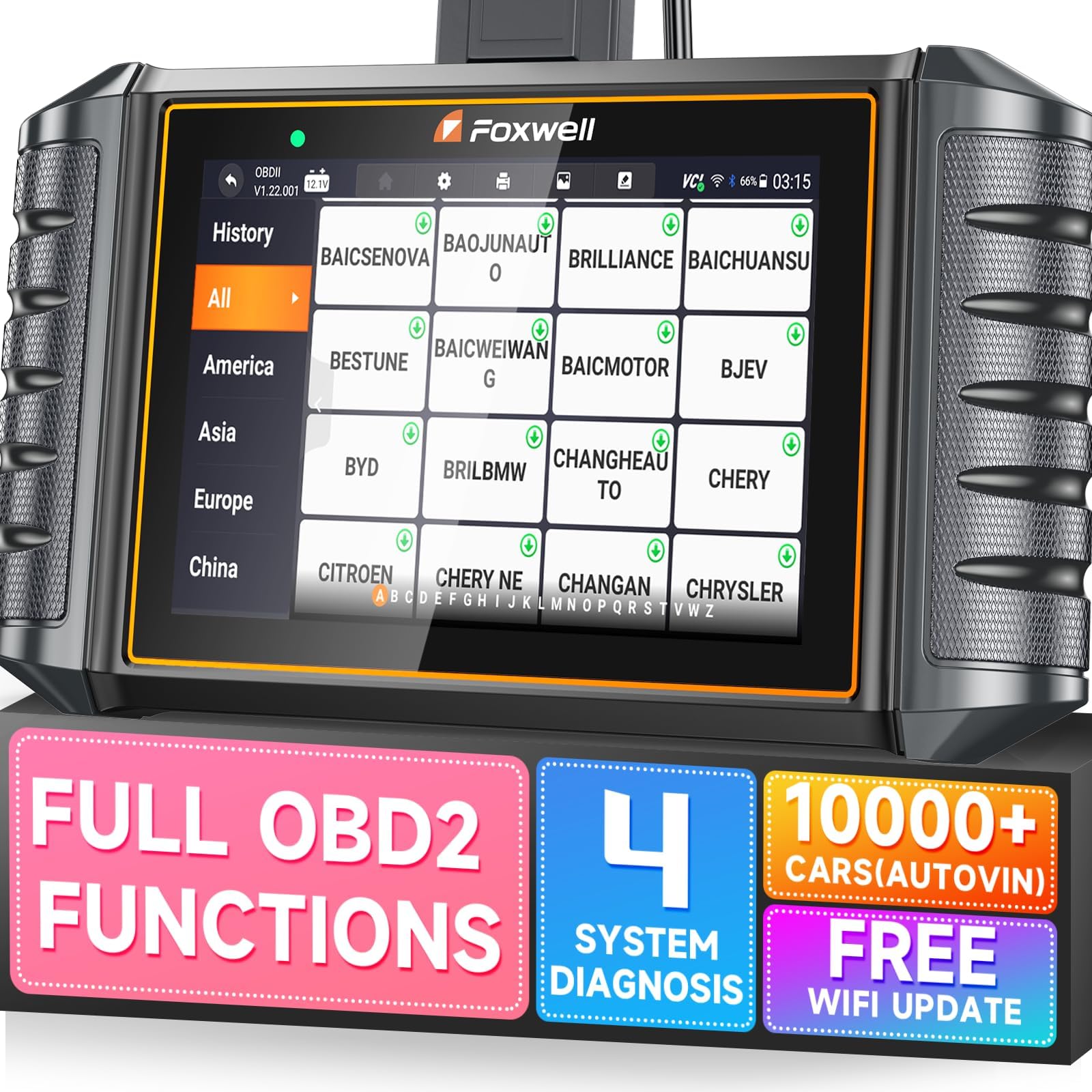 OBD2 Scanner FOXWELL NT706 Diagnostic Tool with Check Engine/ABS/SRS(Airbag Scanner)/Transmission, Car Code Reader Scan Tool for All Vehicles,Battery Test, WiFi Free Update, English/Spanish Ver.