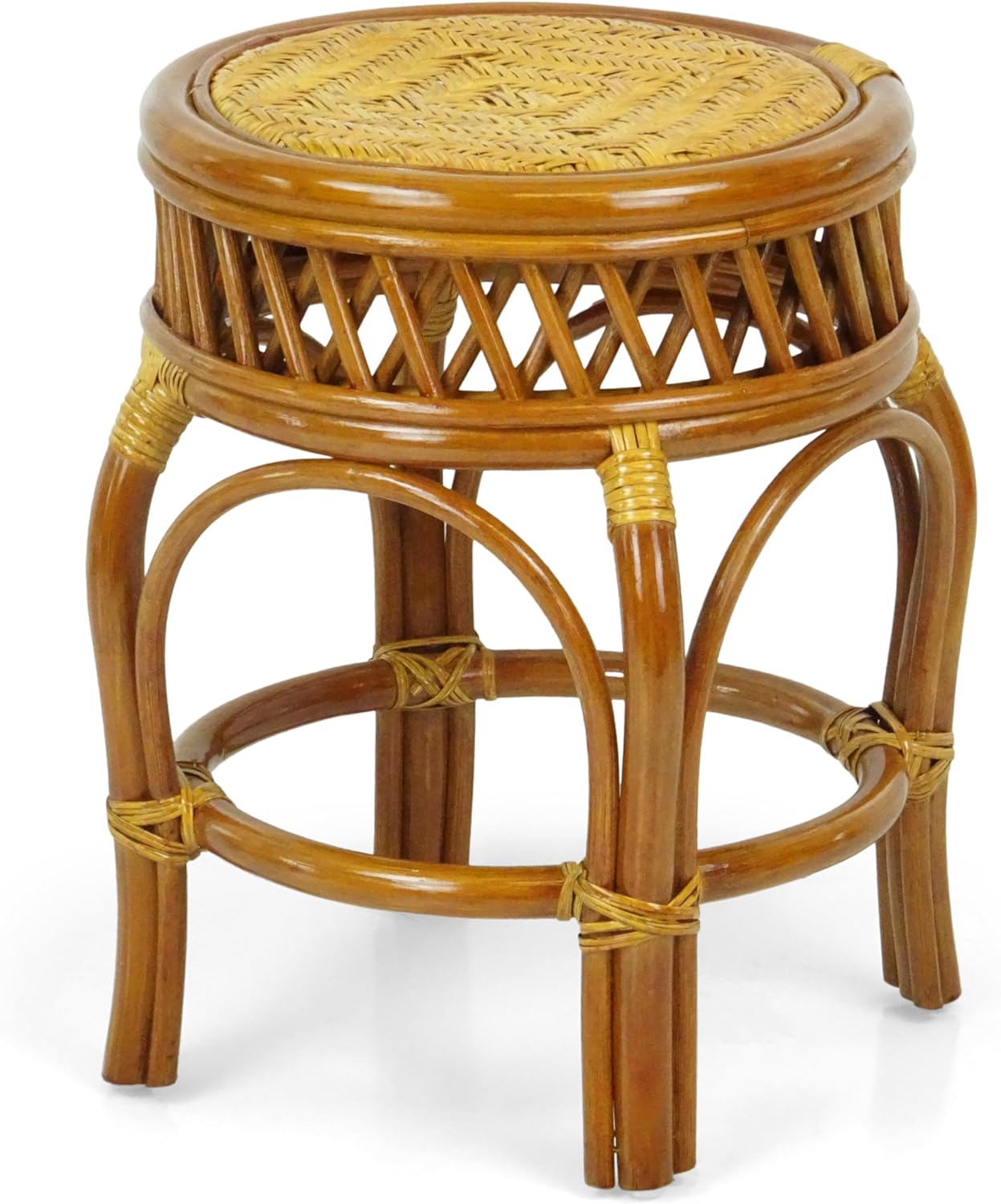 Ginger Handmade Rattan Wicker Stool Fully Assembled Natural