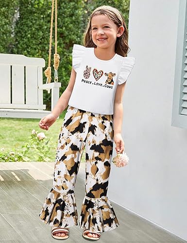 Miniatura 2 de Ropa de verano para niñas pequeñas, con volantes, sin mangas, parte superior acampanada, pantalones para niñas, ropa de 2 piezas