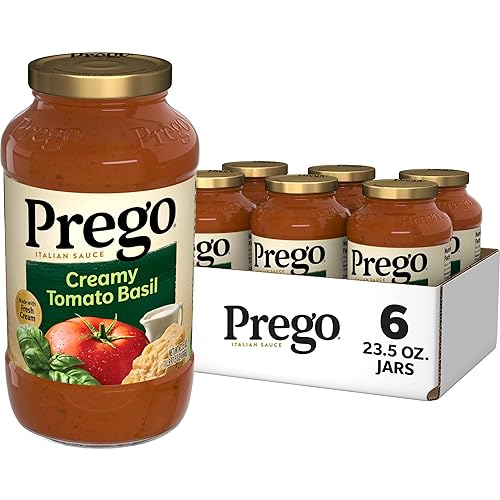 Prego Salsa cremosa de pasta de tomate y albahaca, tarro de 23.5 onzas (caja de 6)