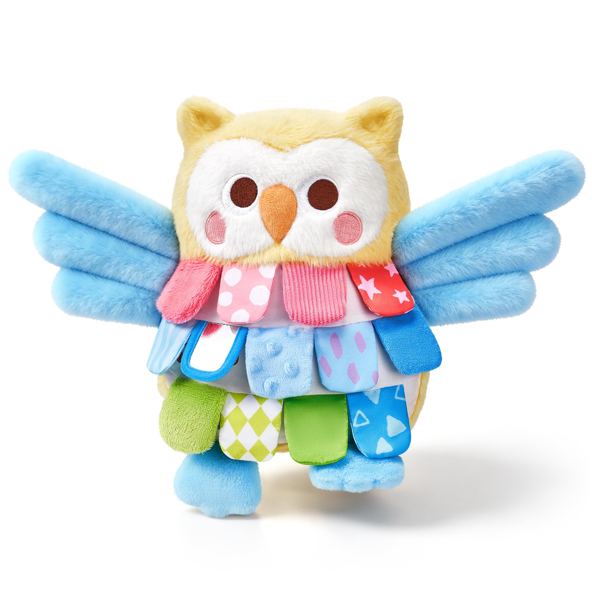 JoyCat Sensory Owl Baby Toy with Crinkle Feathers &amp; Mirror, 0-12 Months