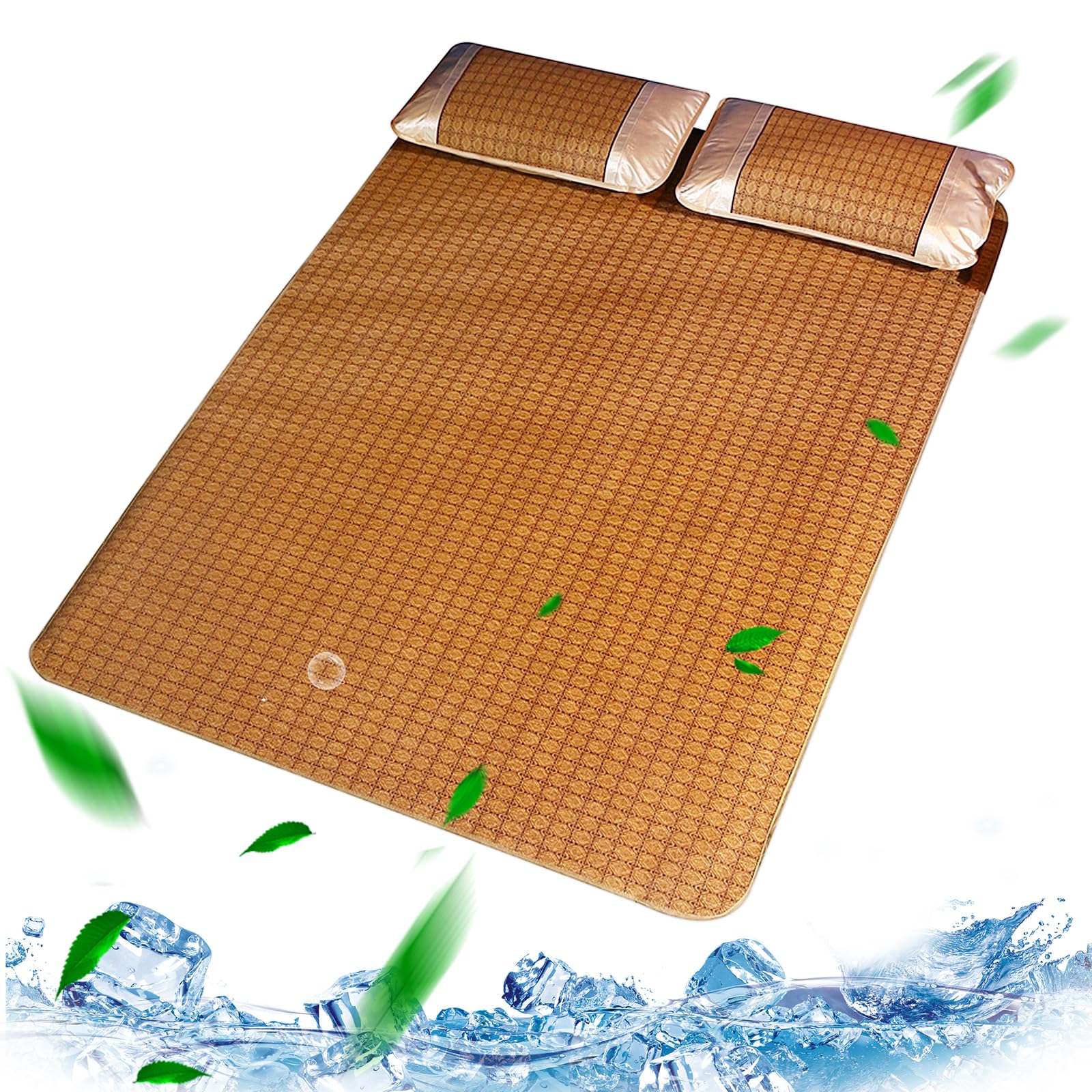 Les-Theresa Alfombrilla de dormir de verano, cama de bambú de verano, alfombrilla de ratán, plegable, suave, transpirable, absorbe el sudor, colchoneta de bambú para verano, ropa de cama fresca para el hogar, escuela, dormitorio, jardín