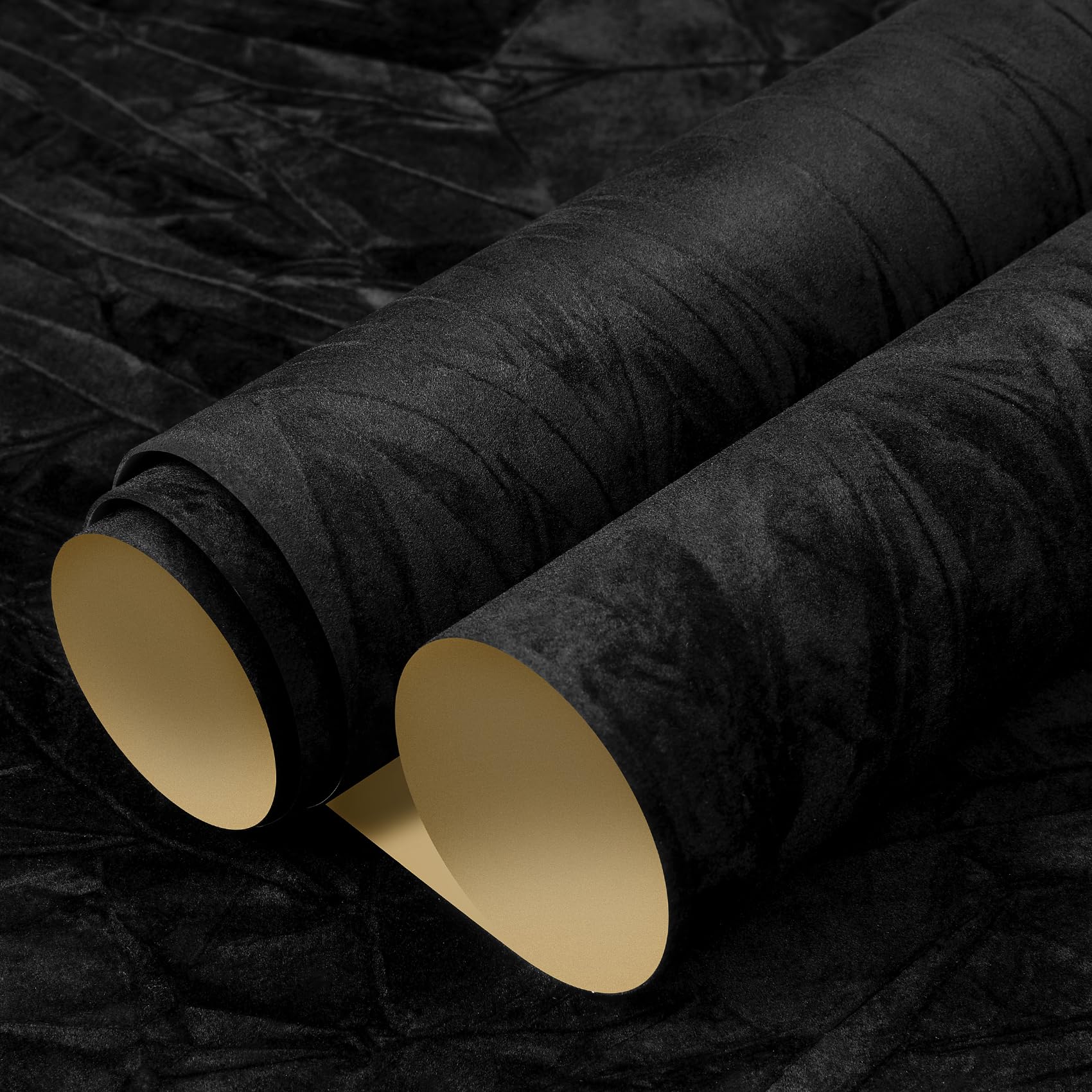 LACHEERY Carta da Parati Nera Effetto Velluto per Camera da Letto 40cm x 200cm Carta da Parati Adesiva Muro Nero Texture Rotolo Pellicola Adesiva per Mobili Velluto Vintage per Armadio Cassetti