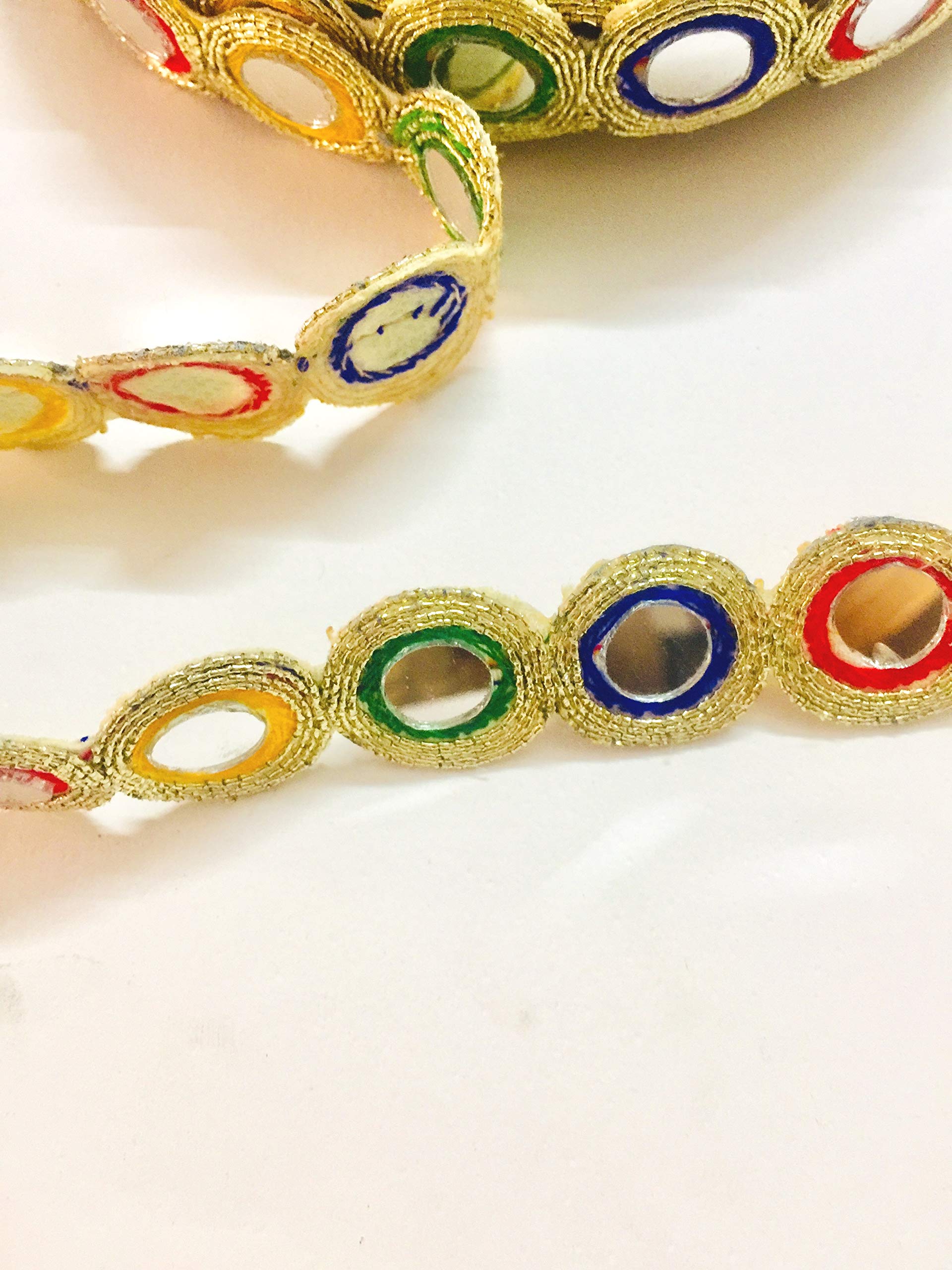 Eerafashionicing Zari and Mirror Laces Border for Women's Dresses, Dupatta, Bridal Dresses, Saree, Lehengas, Palazzo, Anarkali Suits, Blouses, Craft and Home Decor (Multi-Colour, 9 m) 2