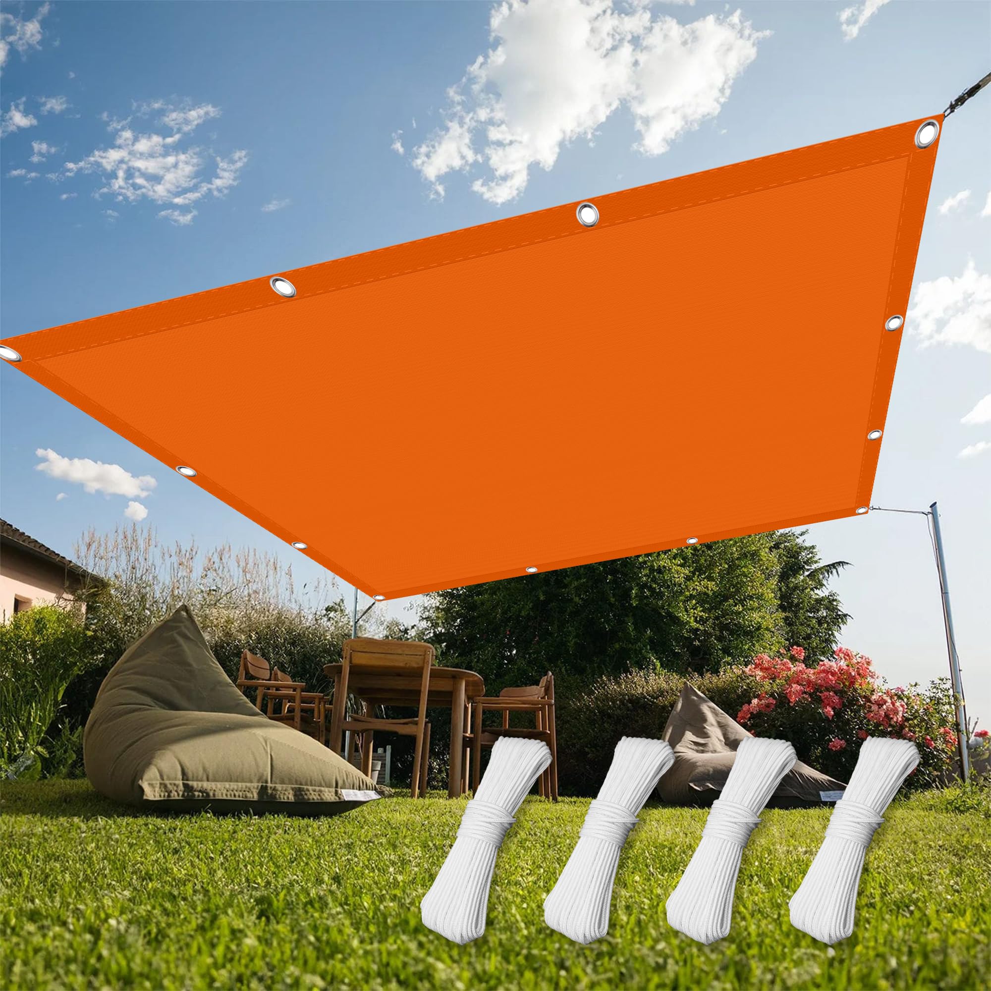 Voile d'ombrage anti 98% UV avec oeillets toile solaire patio