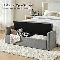 Vista 40 de HULALA HOME Banco otomano moderno de almacenamiento con almohadas, banco extra largo de dormitorio de 59.4 pulgadas para pie de cama, cómodo Azul