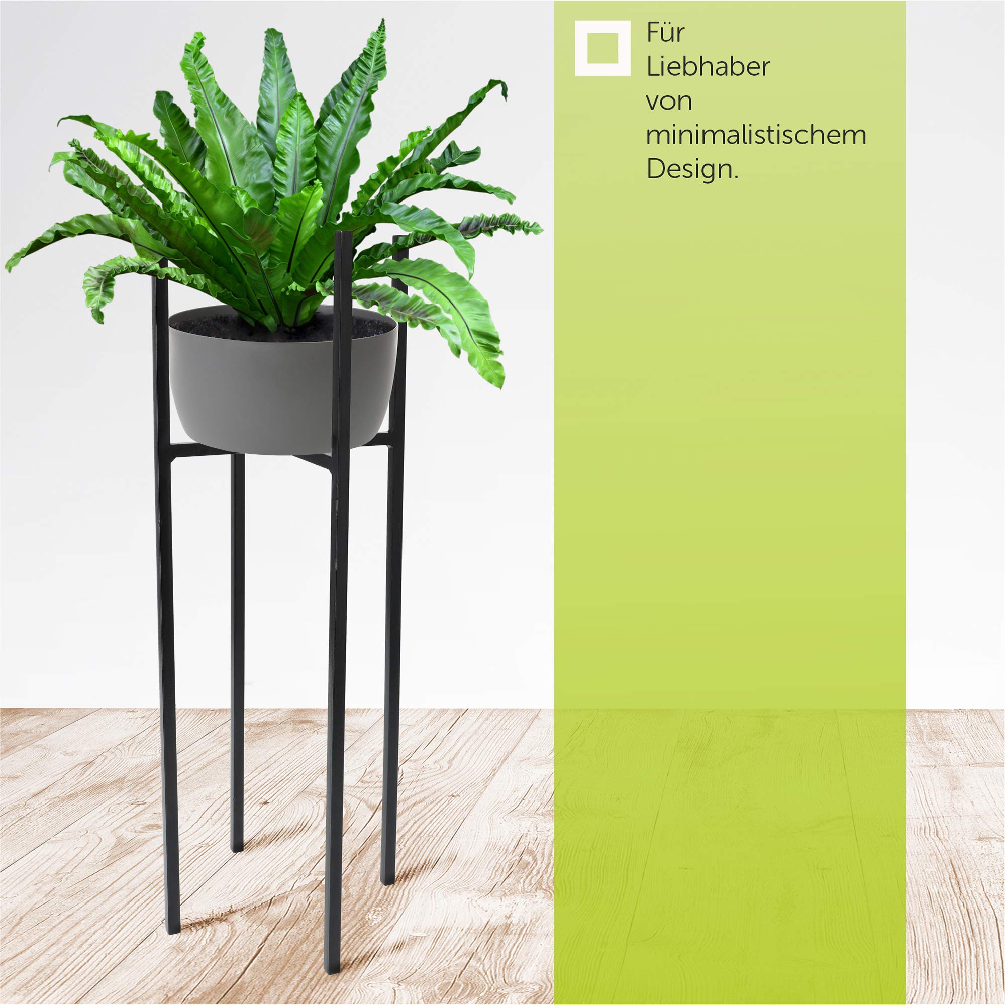 KADAX Blumenständer, wetterfester Pflanzenständer aus Stahl, Blumentopfhalter für Innen, Außen, Balkon, Terrasse, Blumenhalter, Deko, moderner Blumentopfständer, schwarz (26 x 26 x 67 cm)