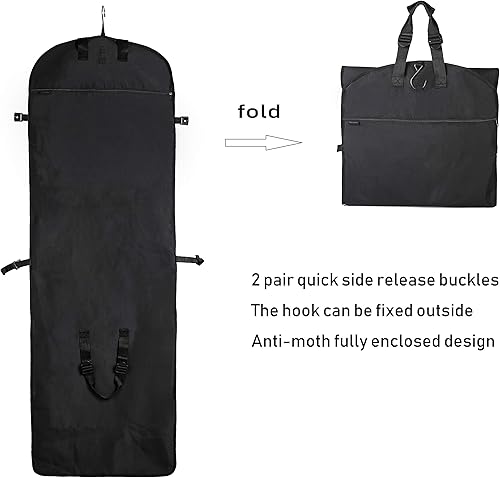 Miniatura 2 de Bolsa de ropa de boda de tres pliegues de 72 pulgadas para vestidos largos y vestidos, bolsa de almacenamiento colgante de viaje para hombres y