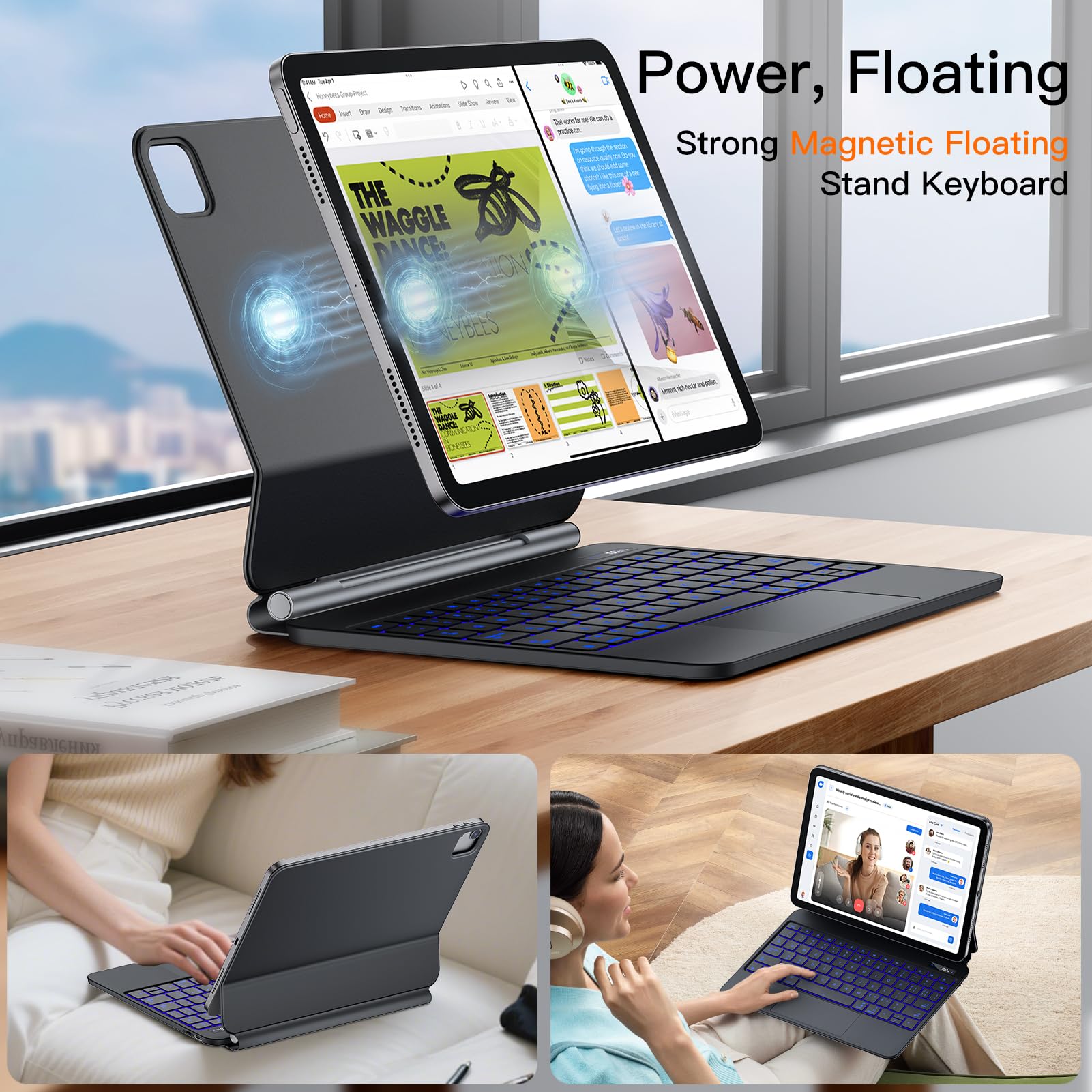 JUQITECH Capa Magic Keyboard para iPad Air de 13 polegadas (M2, M3
