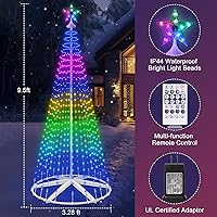 Vista 5 de Árbol de Navidad inteligente iluminado, 9.5 pies, 510 luces LED preiluminadas con sincronización de música, control remoto y aplicación, millones