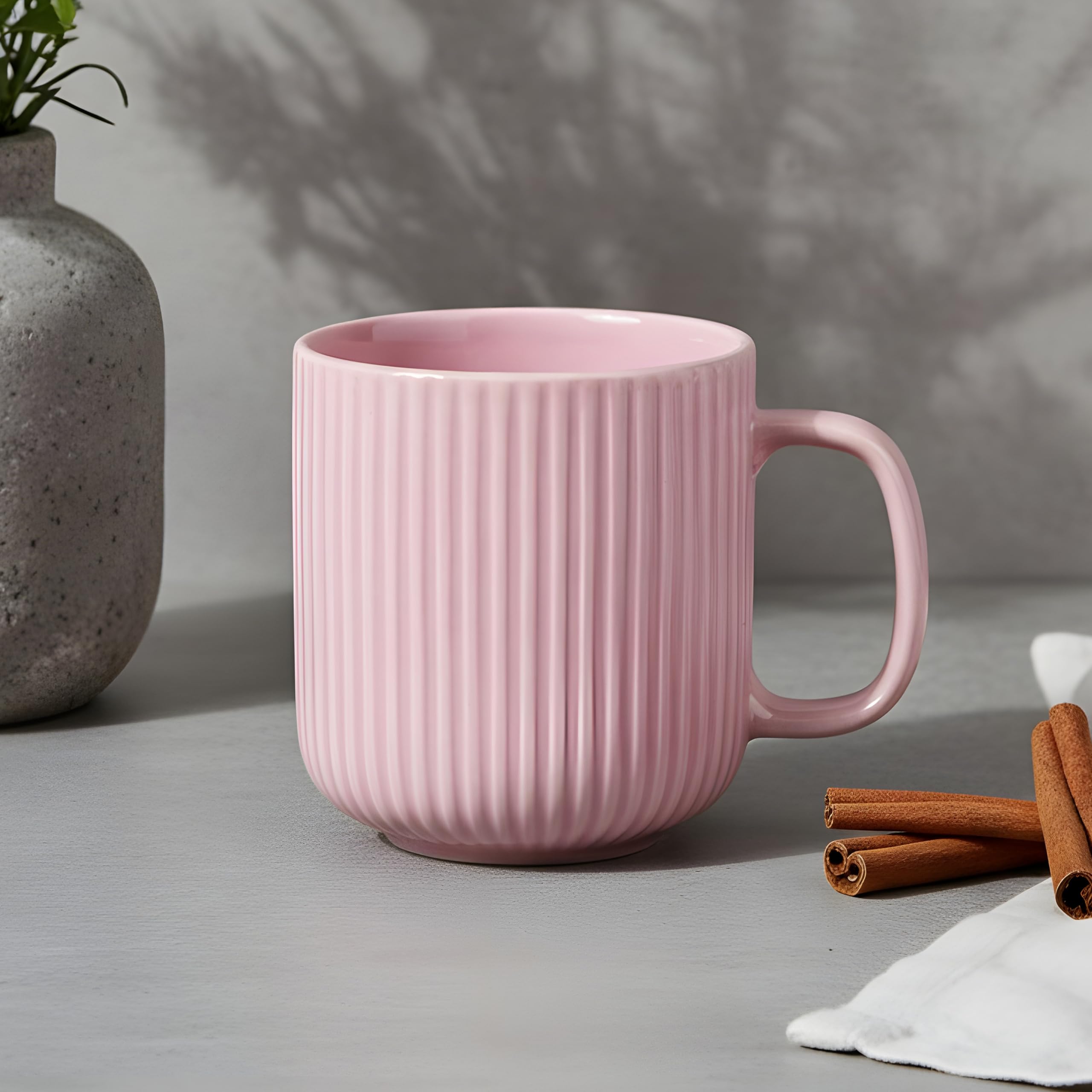CRAF10 Linear Luxe Ceramic Coffee/Milk Mugs, 340 ML, Dishwasher & Microwave Safe, Pink, Set of 1-image-22