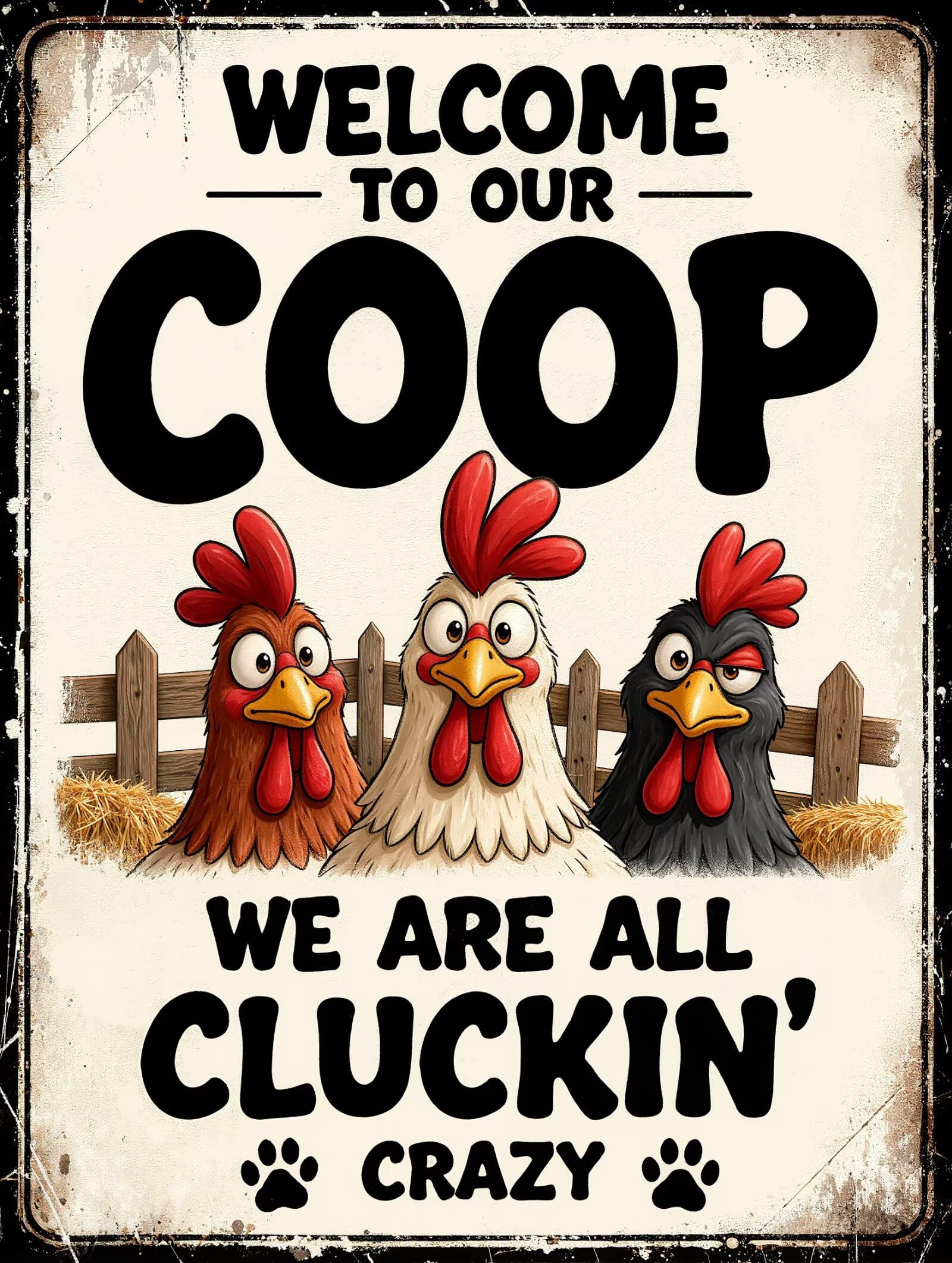 Women's Welcome To Our Coop Vintage Tin Sign Vintage Chicken Metal Tin Sign Farmhouse Coop Wall Decor 60X80cm Plaque