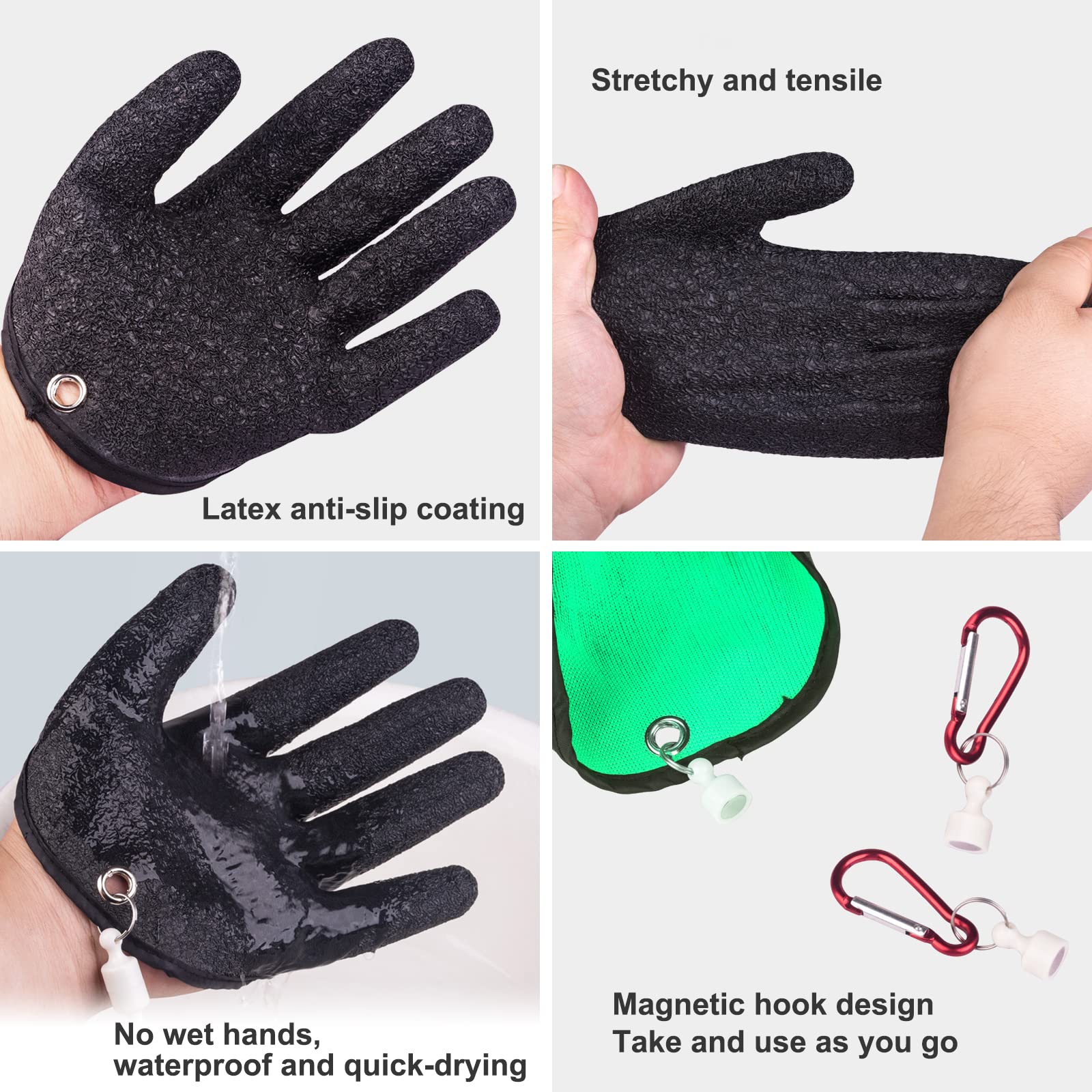 Bessy Shop Professional Fishing Gloves,Latex Anti-Bite & Puncture