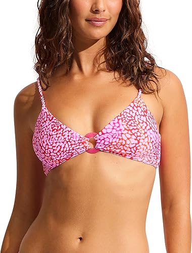 Seafolly Sea Skin Ring Front Bralette Fuchsia Rose AUS 6 (US Women's 2)