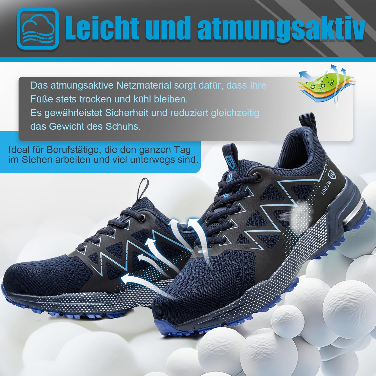 Chaussures de Sécurité Hommes Femmes Légère Respirante Basket Securite Confortable Antidérapante Chaussures de Travail Embout en Acier 37-47EU