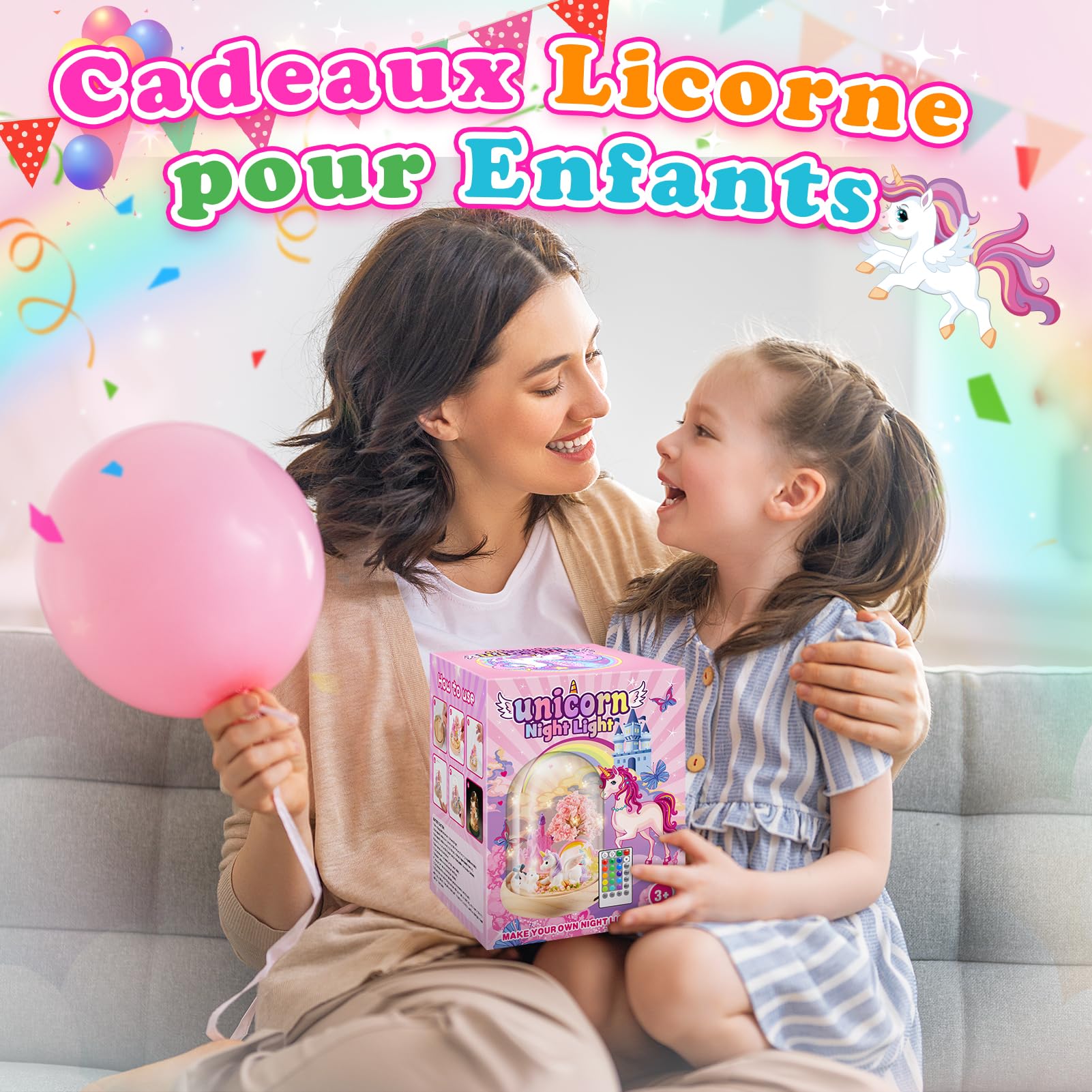 Dislocati Veilleuse Créative pour Enfants, 16 Couleurs + 4 Modes D'éclairage, Cadeau Licorne pour Les Filles de 3 à 10 Ans