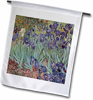 3dRose fl_46958_1 Van Gogh Irises Iris/Flower/Wedding Anniversary/25th Anniversary/Faith Garden Flag, 12 by 18-Inch