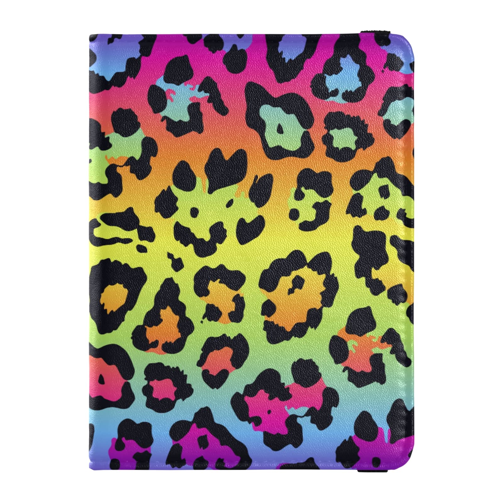 OTVEE Rainbow Leopard PU Leather Passport Holder with Card Slot, RFID Blocking, Unisex Adults, Animal Print Lovers, Stylish Travelers