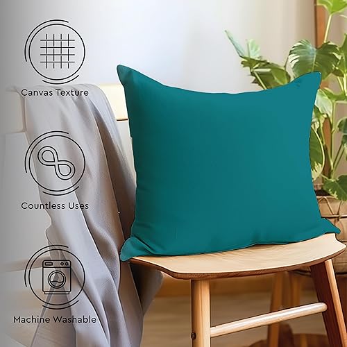 Vista 3 de Encasa Homes - Juego de 2 fundas de almohada, 18 x 18 pulgadas, lona de algodón teñidas, cuadradas, decorativas, para sofá, silla, cama y hogar, Azul