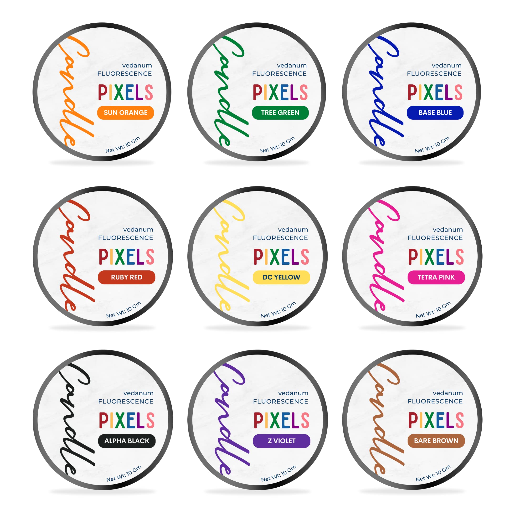 VEDANUM Premium Candle Making Colours, Oil Soluble Pigments for All Types of Candle Wax - Set of 9 Shades