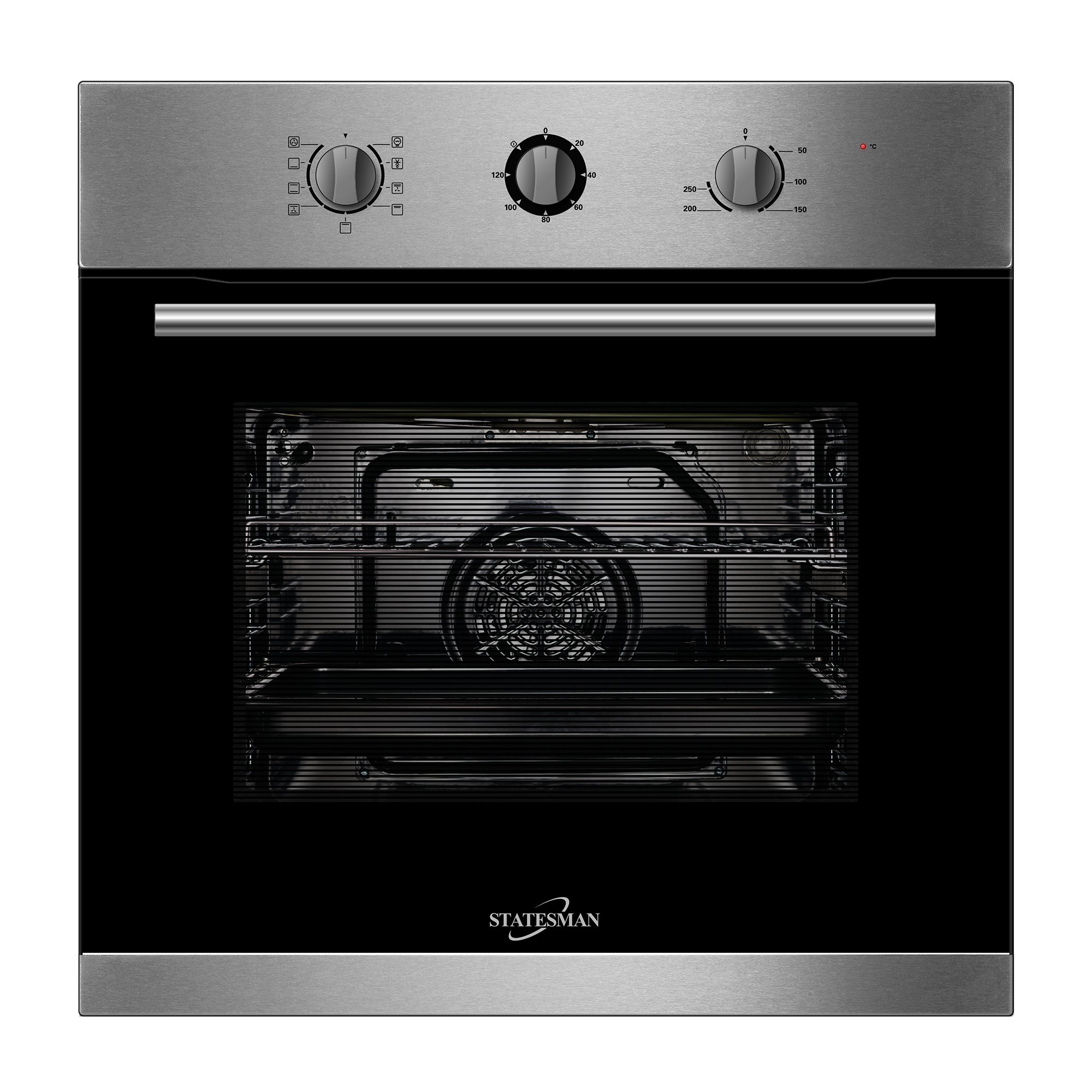 Statesman BSF160BL Built-In Single Cavity Fan Oven, 4 Cooking Functions, 2 Hour Timer, 70L, Black — view 4