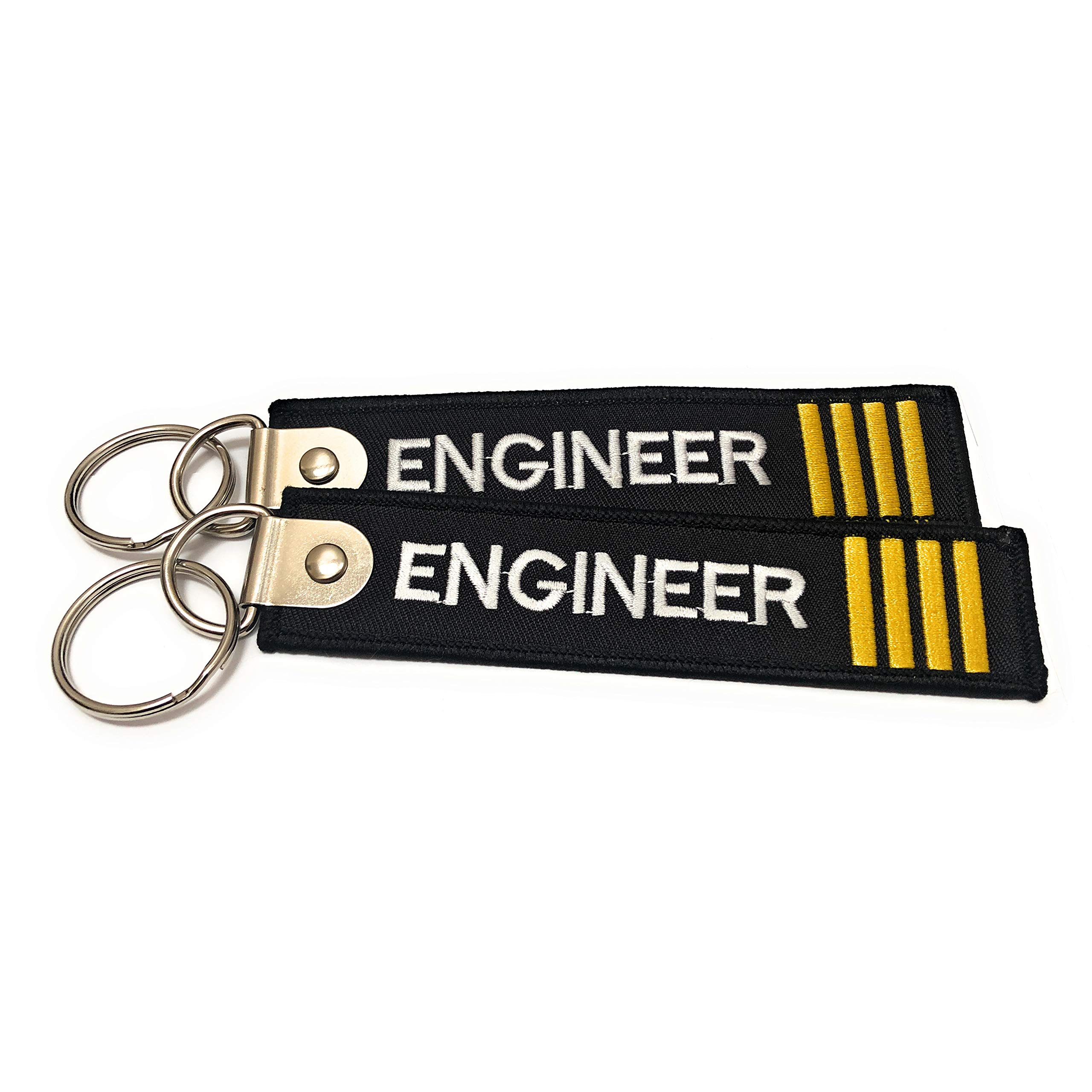 Premium Embroidered Engineer Luggage Tag - 4 Gold Stripes - Set of 2 - Aviamart®