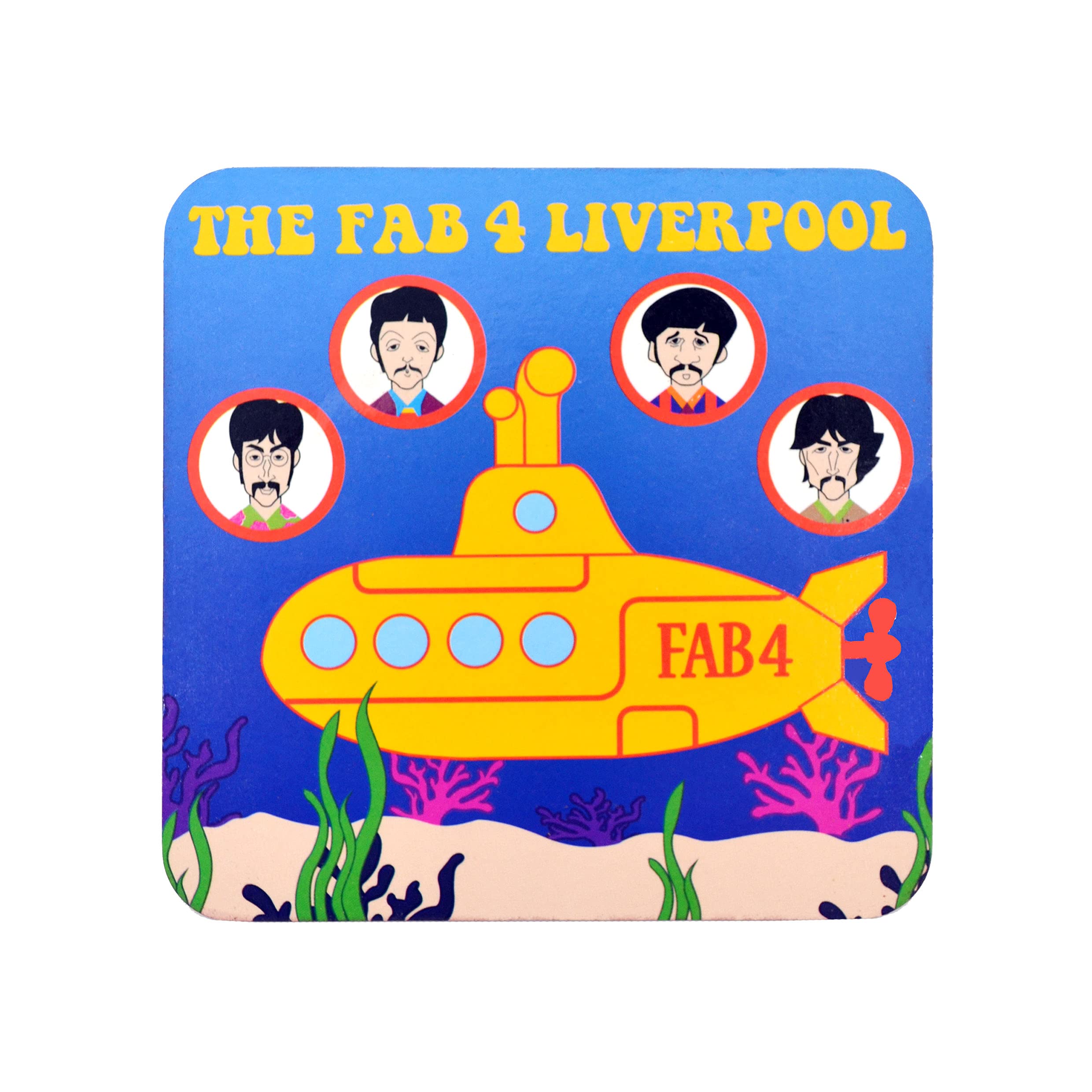 Partisan Yellow Fab 4 Submarine Seabed Coaster