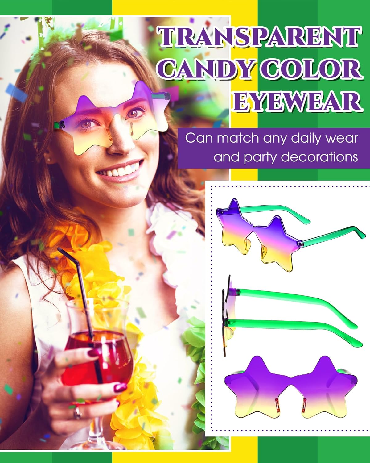 Sherr 48 Pairs Rimless Sunglasses Neon Party Supplies Colorful Glasses Plastic Sunglasses for Women Men Adults Party Favor - Image 4