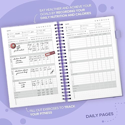 Miniatura 3 de EPEWIZD Diario de alimentos, diario de pérdida de peso para mujeres, diario grande de lácteos de alimentos para seguimiento de comidas, libro de