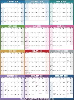 BowCuk 2026 Large Yearly Wall Calendar - 33.7x45.1" Full Year Planner, Thick Paper, Notes, Holidays, Stickers