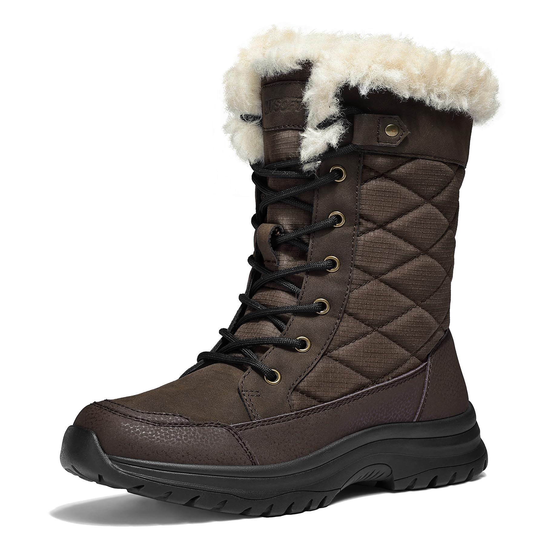 mysoft Womens Winter Boots Water Resistant Insulated Warm Snow Booties Mid-Calf Shoes for Outdoor