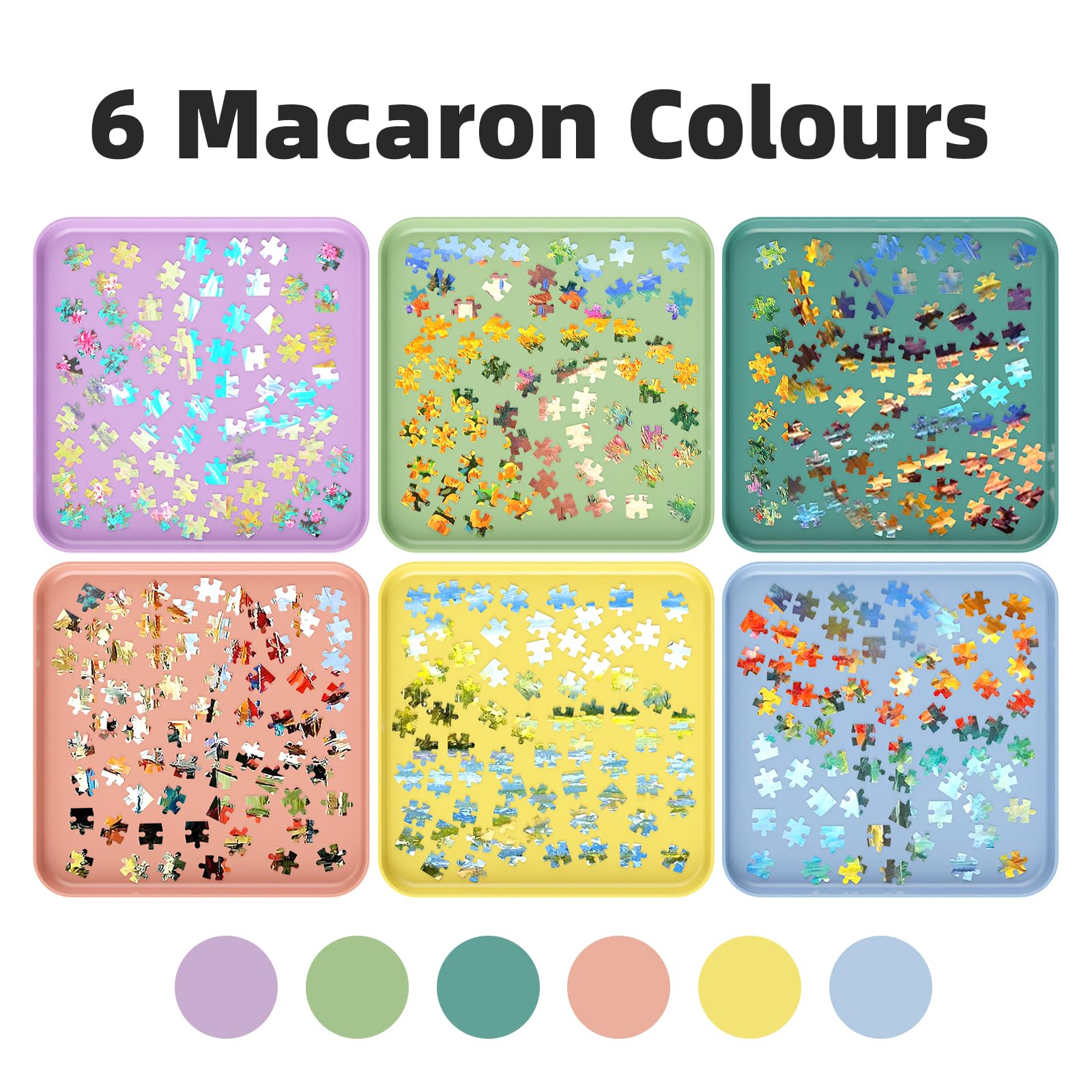 MOZOOSON 6 Bandeja Clasificadora de Rompecabezas, Puzzle Organizer, Guarda Puzzle hasta 1000 1500 2000 Piezas, Prácticos Accesorios para Puzzles