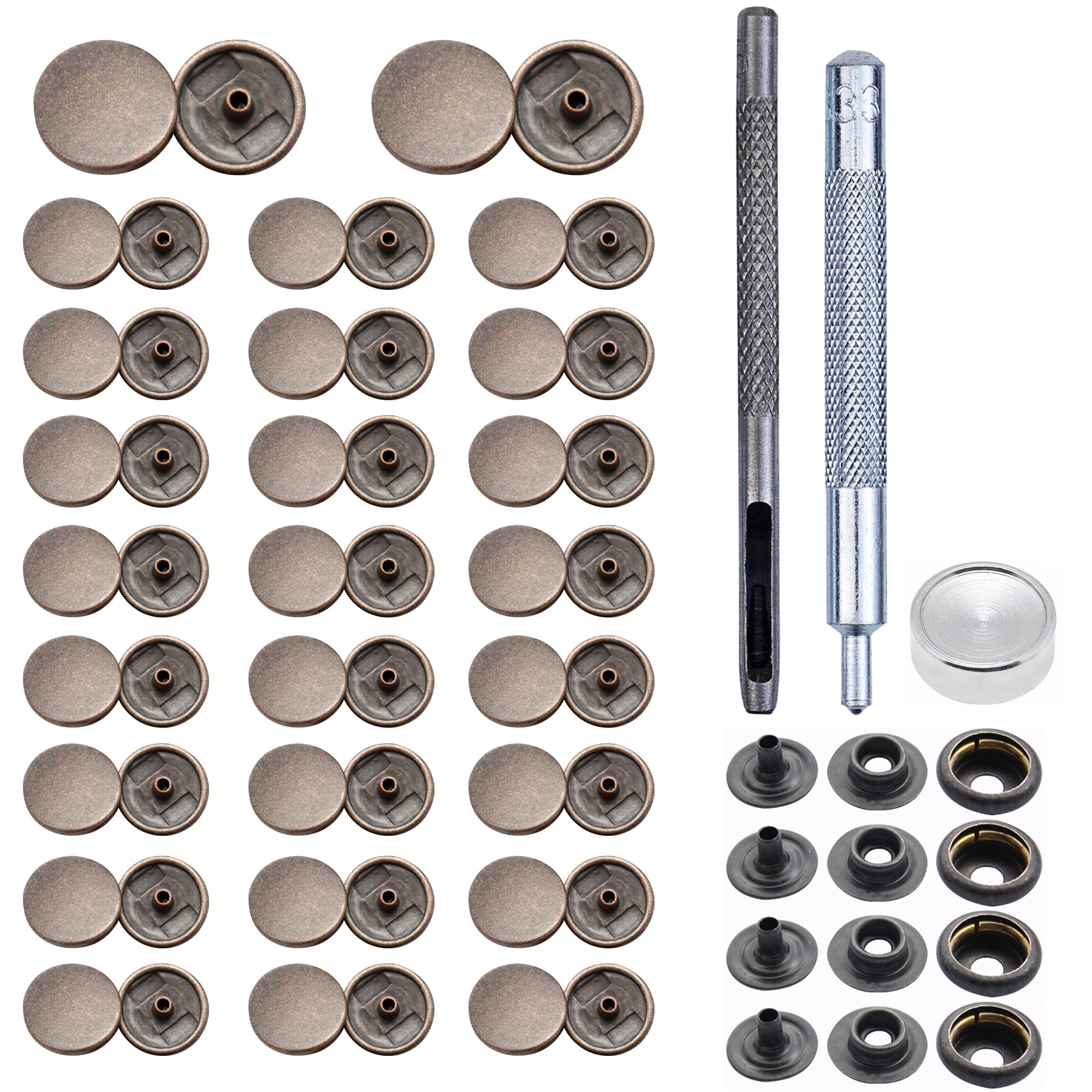 Trimming Shop 15mm Botones a Presión 4 Parte, Durable y Ligero Metal Cierres con Mano Fijación Herramienta para Jeans, Cuero, Tiras Costura Proyectos, Ropa Reparación - Gunmetal Negro, 1000pcs