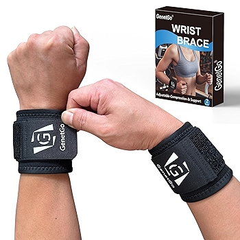 健身腕部支撑压缩带 - 缓解腕痛与关节炎 2件装