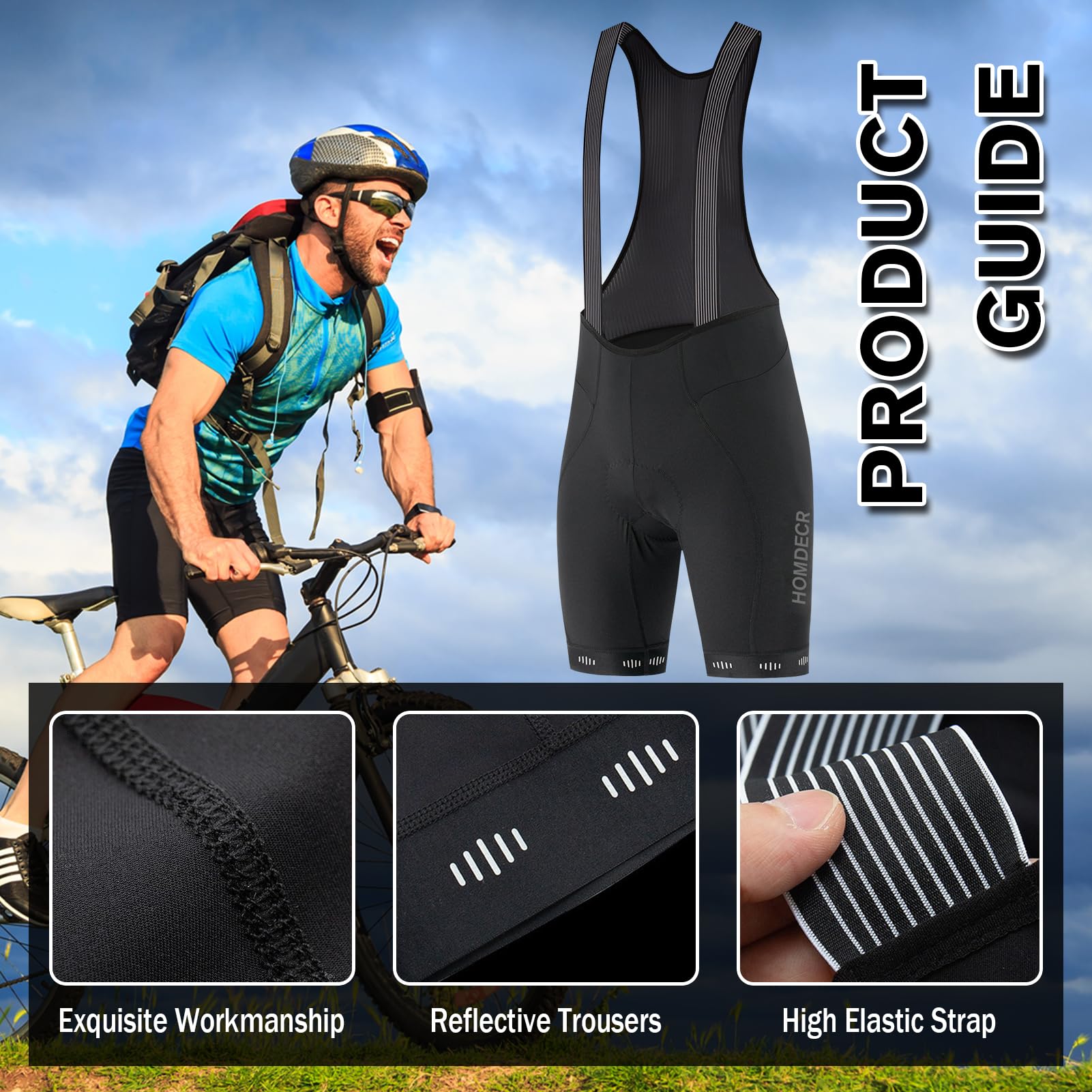 Pantaloncini Ciclismo Uomo - Salopette Ciclismo Uomo con Fondello Gel 20D, Tessuto Poliestere Abbigliamento MTB E Strada Accessori Bici.