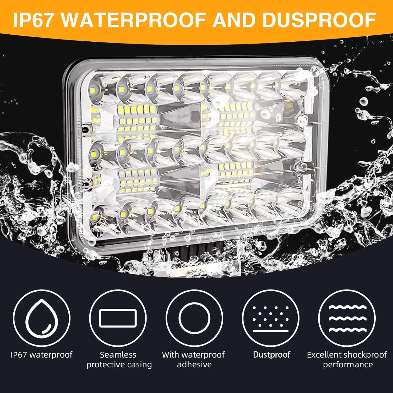 2x7 Inch Heavy Equipment LED Bar Light Work Light, 144W 48000LM Five-Rows Spot & Flood Combo Pods Driving Headlight for Car Off Road UTV ATV SUV Truck Tractor