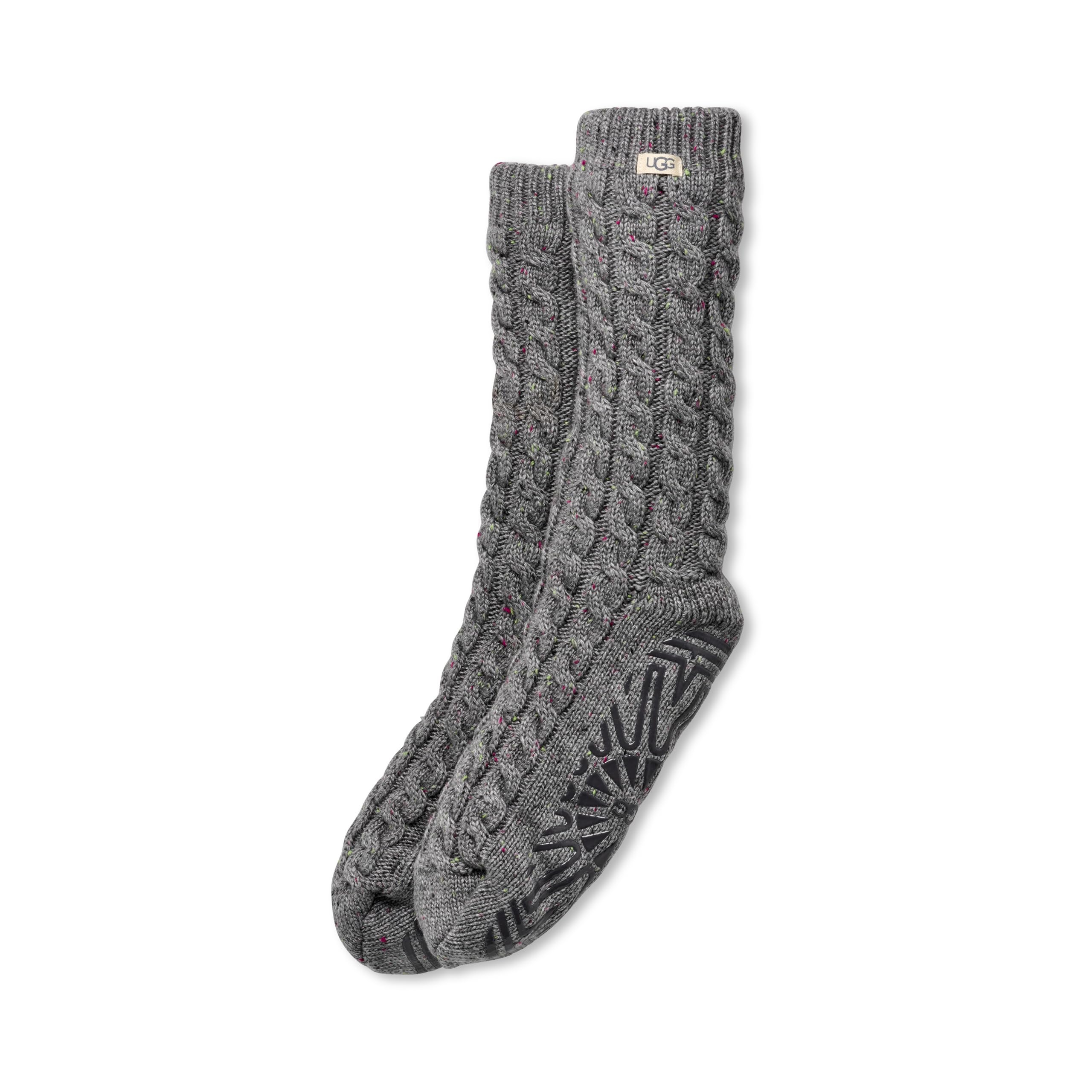 UGG Womens Elowyn Cable Knit Fleece Lined Socks