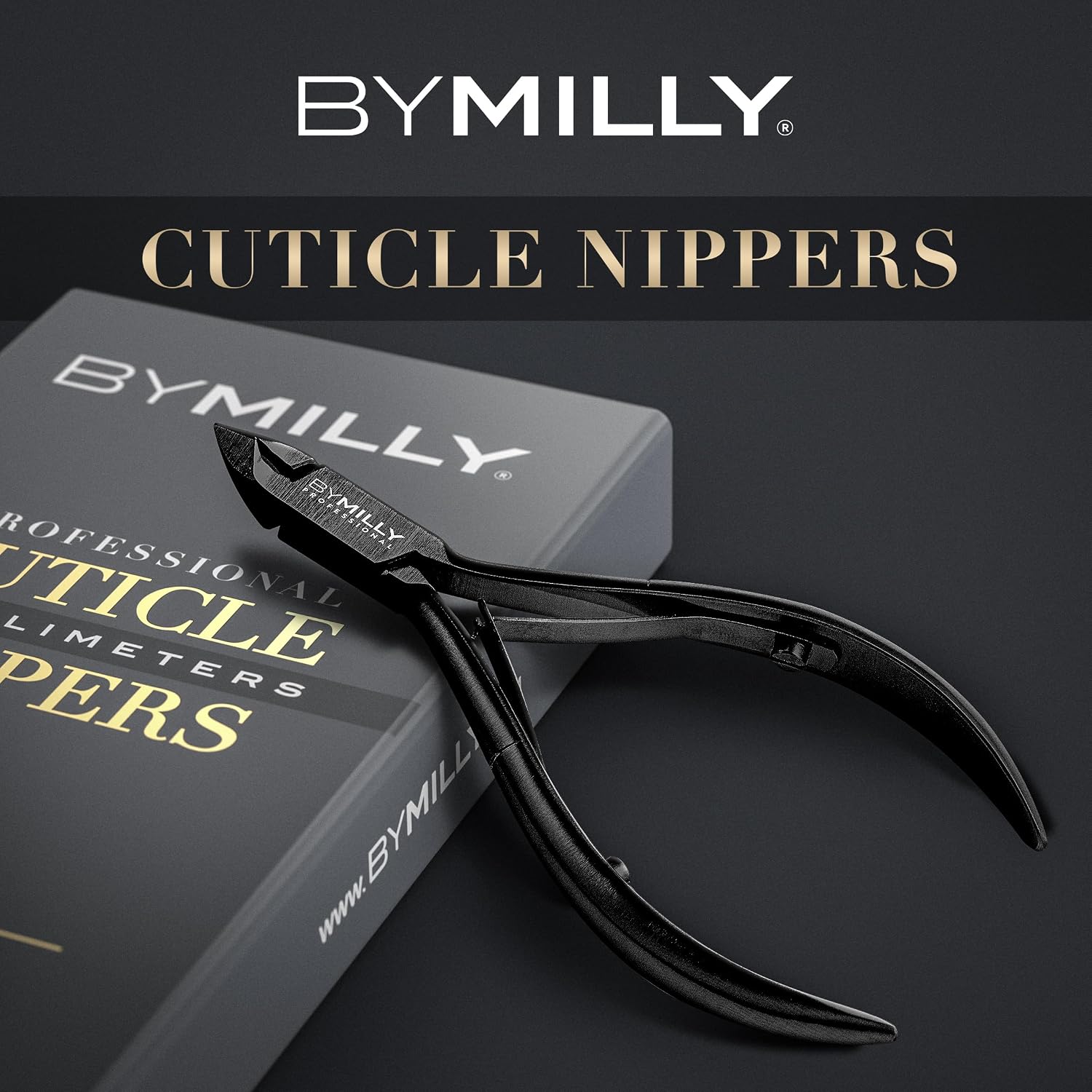 Cuticle Nipper, 1/2 Jaw (5 mm), Titanium Plated, High Carbon Stainless Steel, Hand Sharpened, Dual Spring, Autoclavable (Titanium Black)