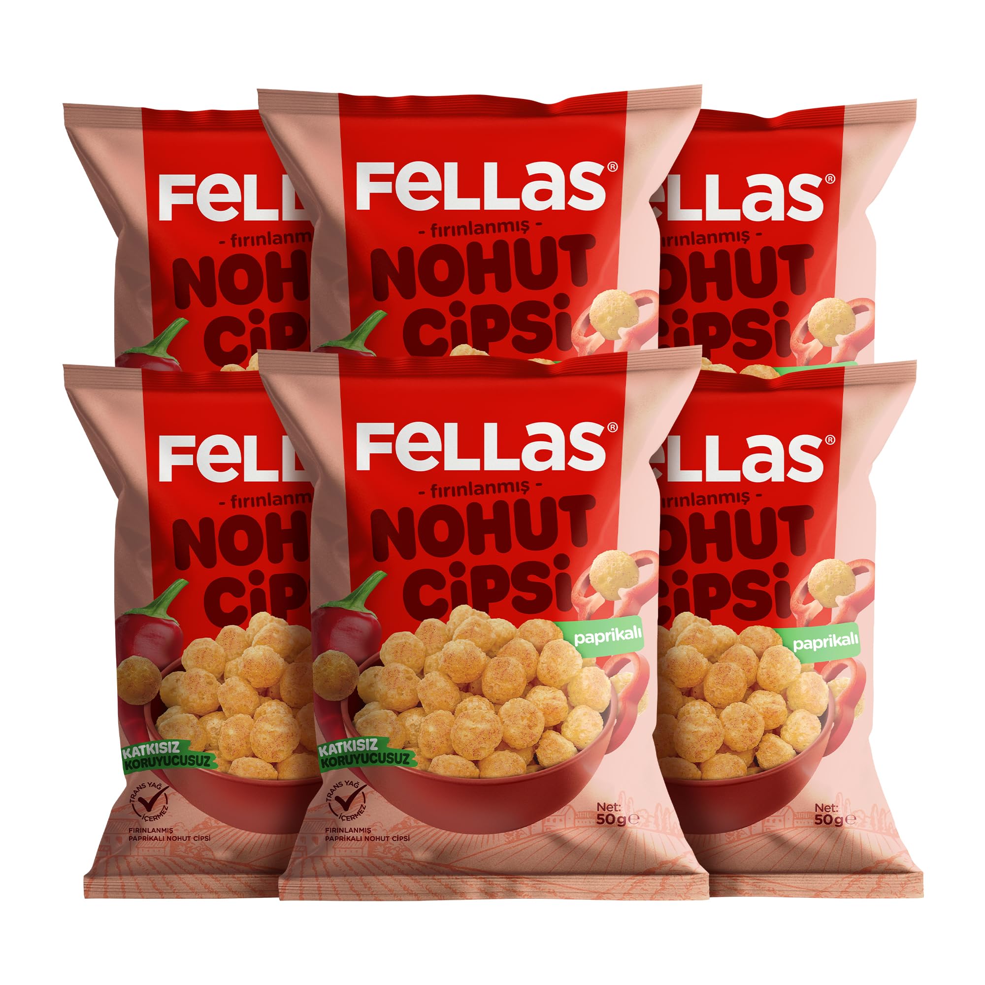 Fellas Nohut Cipsi - Paprika (50 g) (6 paketi)