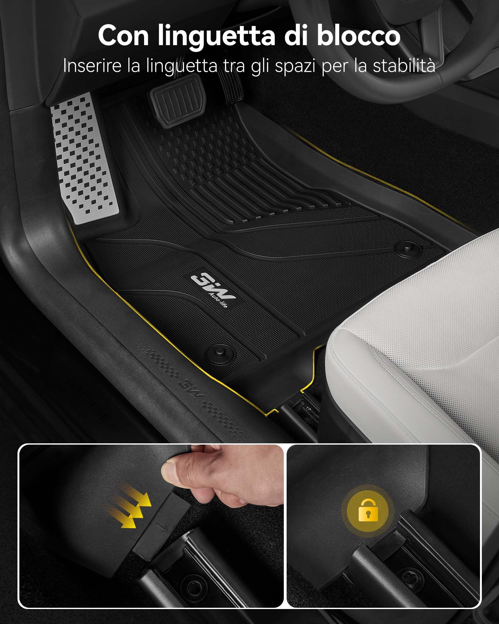3W Tappetini Compatibile con Tesla Model 3 Highland 2024-2025 2026, Facili da pulire Tappetino Antiscivolo e Impermeabili a Copertura Completa Set, Tutte le Stagioni Tappeti Auto su Misura in Thorex™