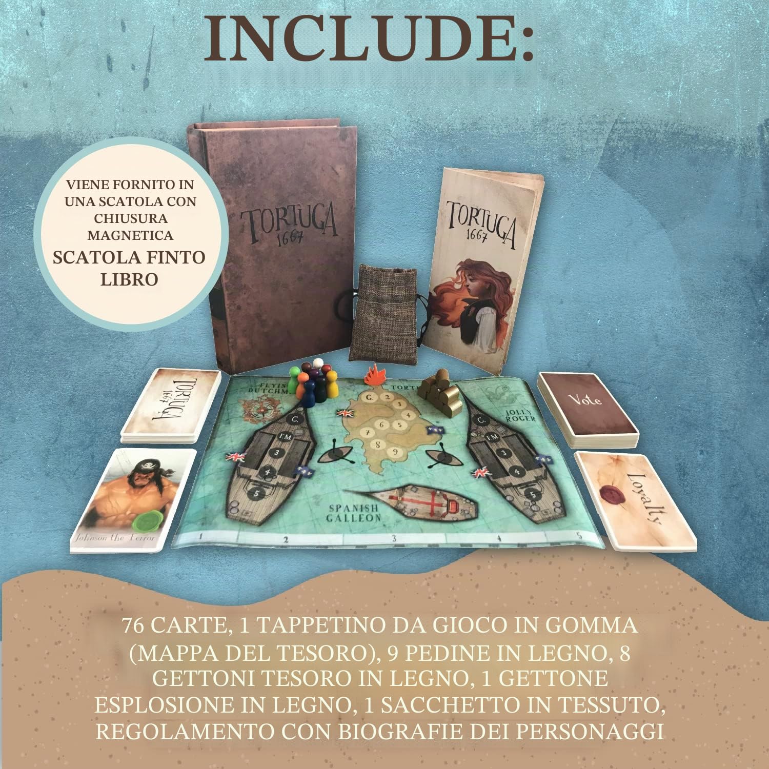 Facade Games | Tortuga 1667 | Gioco da tavolo | Età 12+ | Da 2 a 9 giocatori | Tempo di gioco: da 20 a 40 minuti