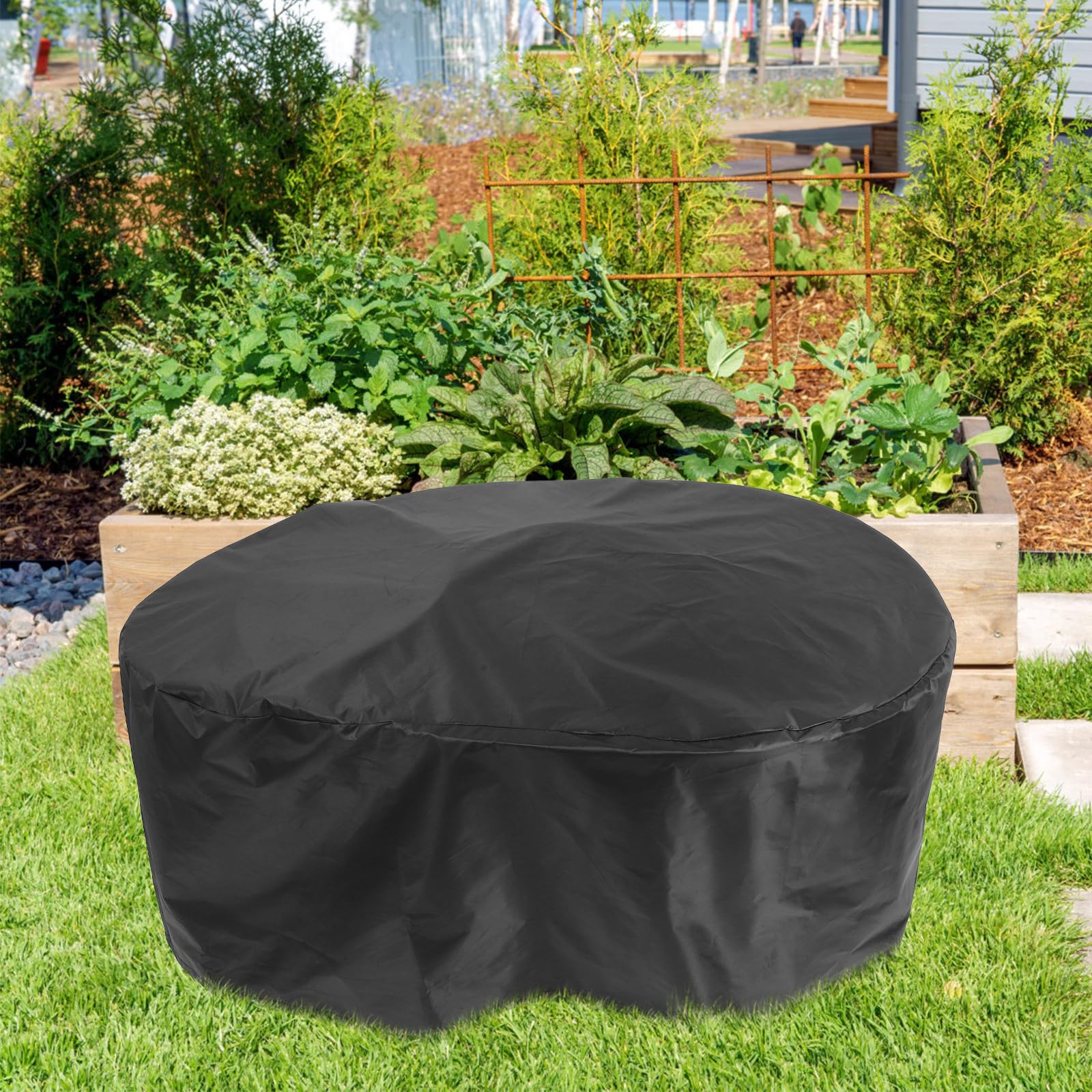VICASKY Cubierta de Tela Oxford Negra para Patio y Piscina, Fácil Instalación, Protección contra Polvo y Sol para Tanque de Agua Exterior