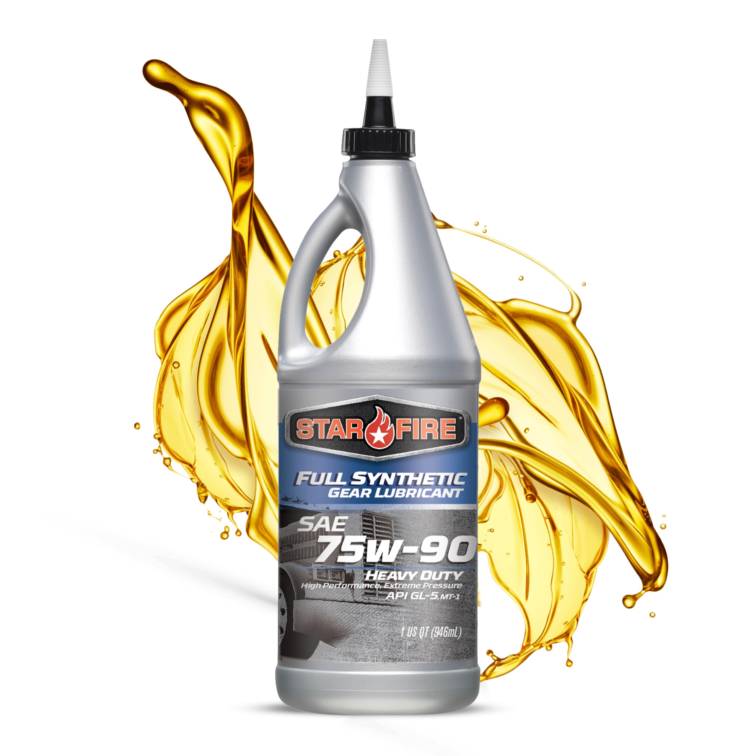 Starfire SAE 75W-90 Full Synthetic Gear Oil – 1 Quart, 6 Pack – Heavy Duty Lubricant for Differentials & Transmissions – API GL-5, MT-1 – Extreme Pressure, Corrosion Protection, High Temp Stability