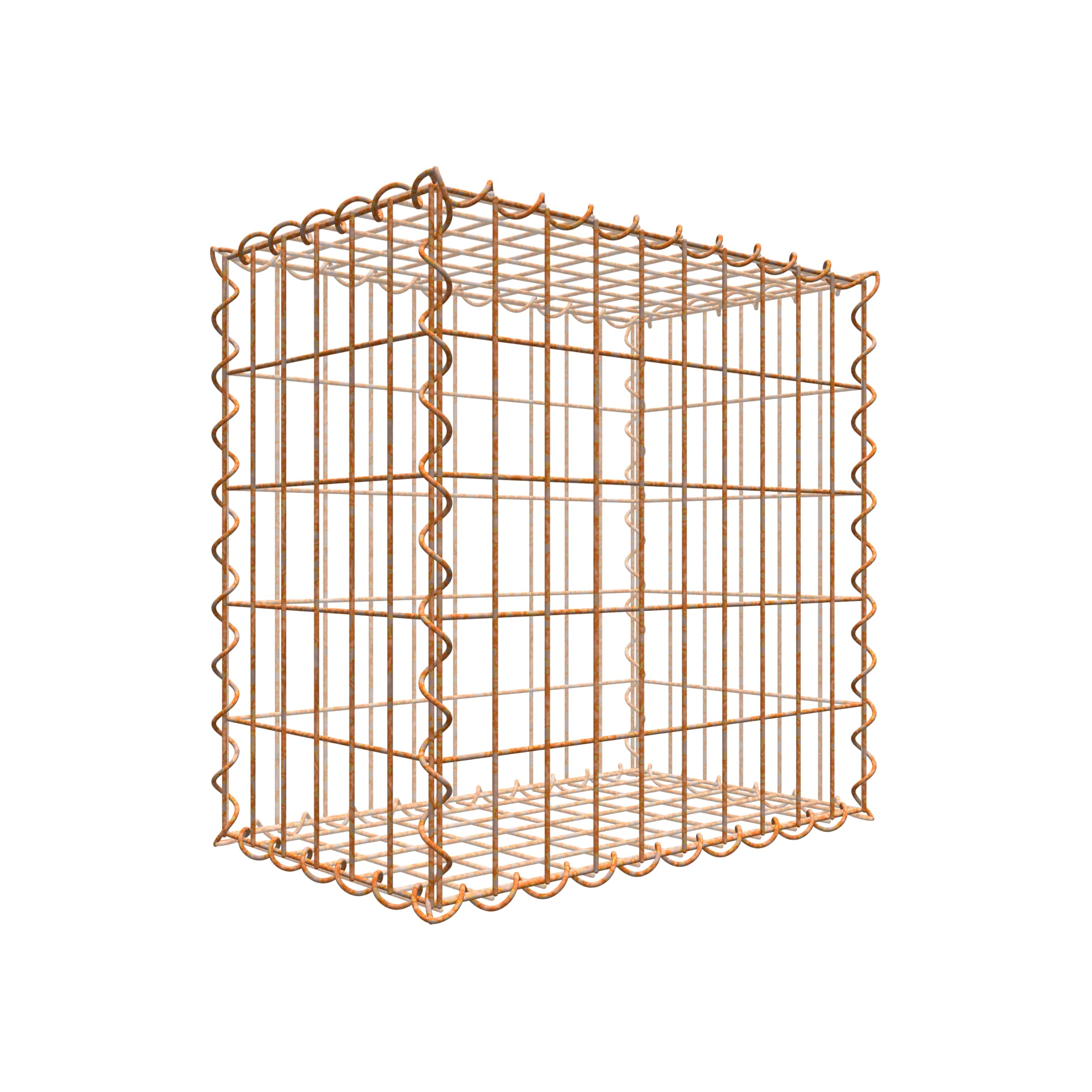 Rostige Gabione 50 cm x 50 cm x 30 cm (L x H x T), Maschenweite 5 cm x 10 cm, Spirale