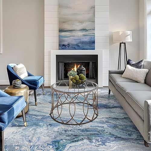 Miniatura 39 de Mountain Up - Alfombra de entrada de 3 x 5 pies, moderna alfombra de mármol lavable con parte trasera antideslizante, entrada abstracta, alfombra