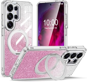 Clear Case for Samsung S26 Ultra with 360 Kickstand Shockproof Protective Cover 6.9 2026 - Clear Pink