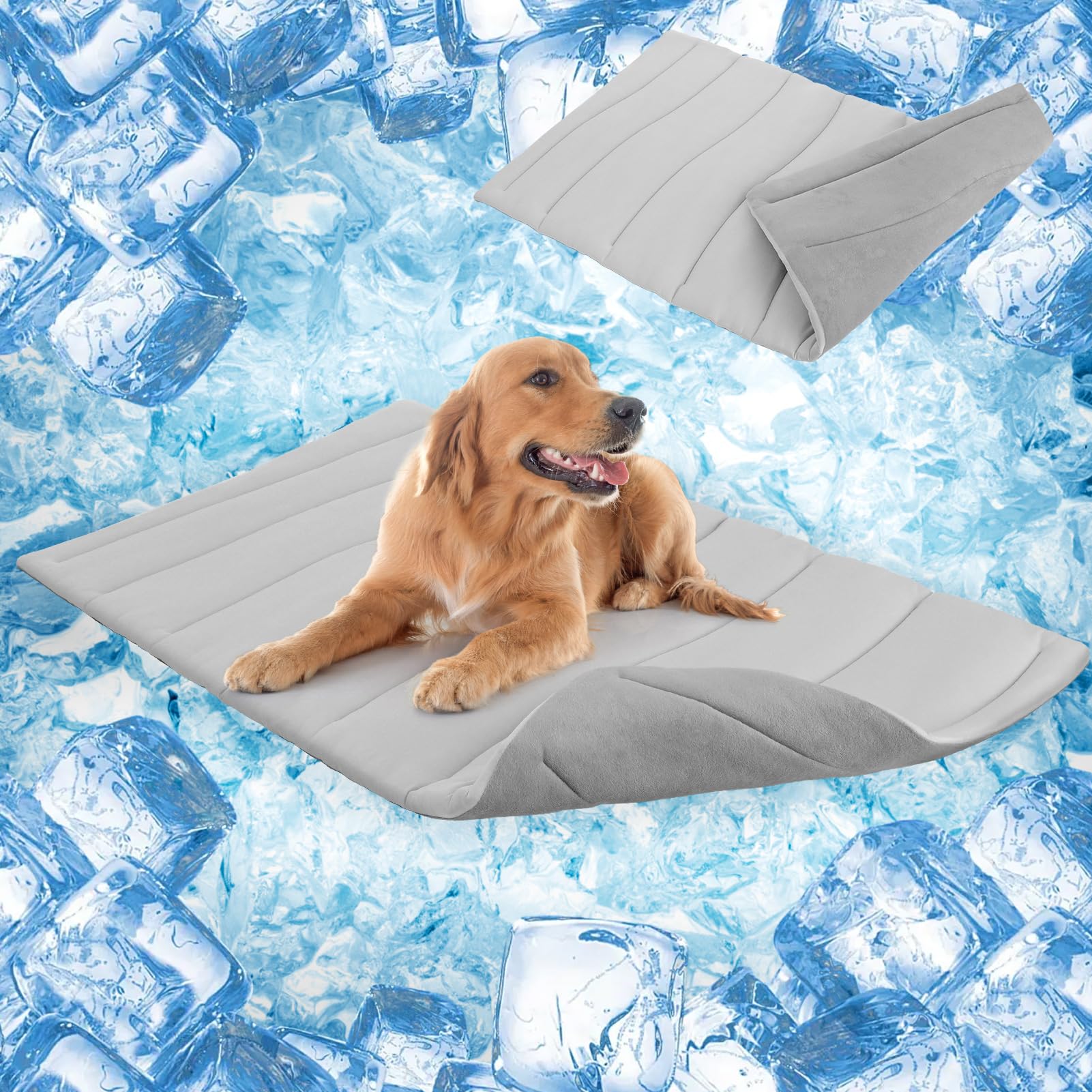 SCENEREAL Dog Cooling Mat for Crate, Thicken Self-Cooling Dog Pad Reversible (Cool & Warm), 59"x40" Pet Cool Bed for M Large XL Dogs,Kennel Sofa Mats