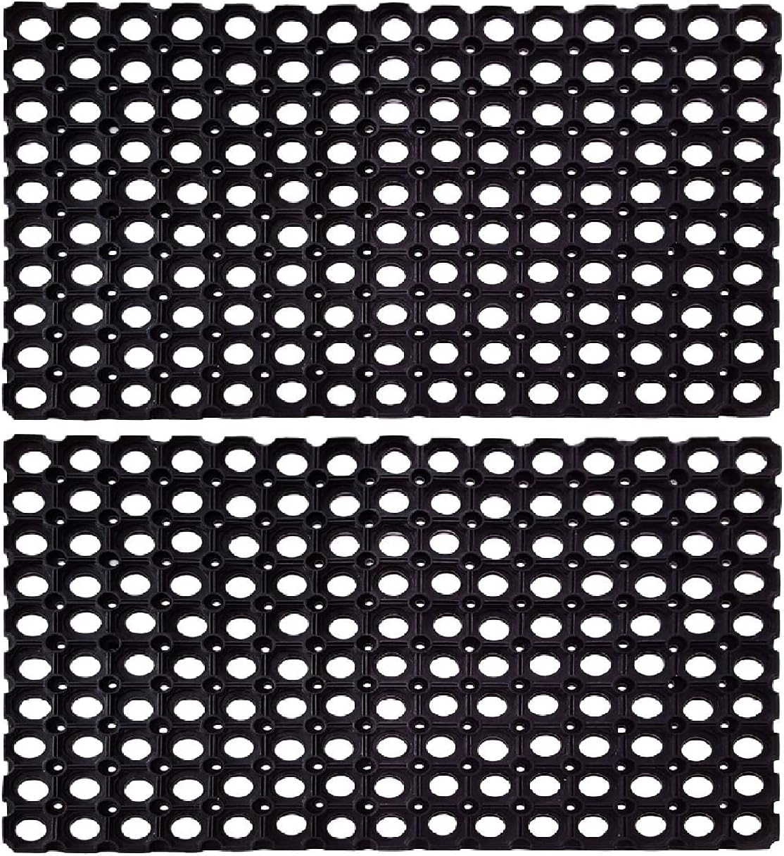 PVC Rubber Outdoor Door Mat for Home/Bathroom/Bedroom/Office/Main Door/Rainy Season (41x61 cm,Black)-Pack of 2