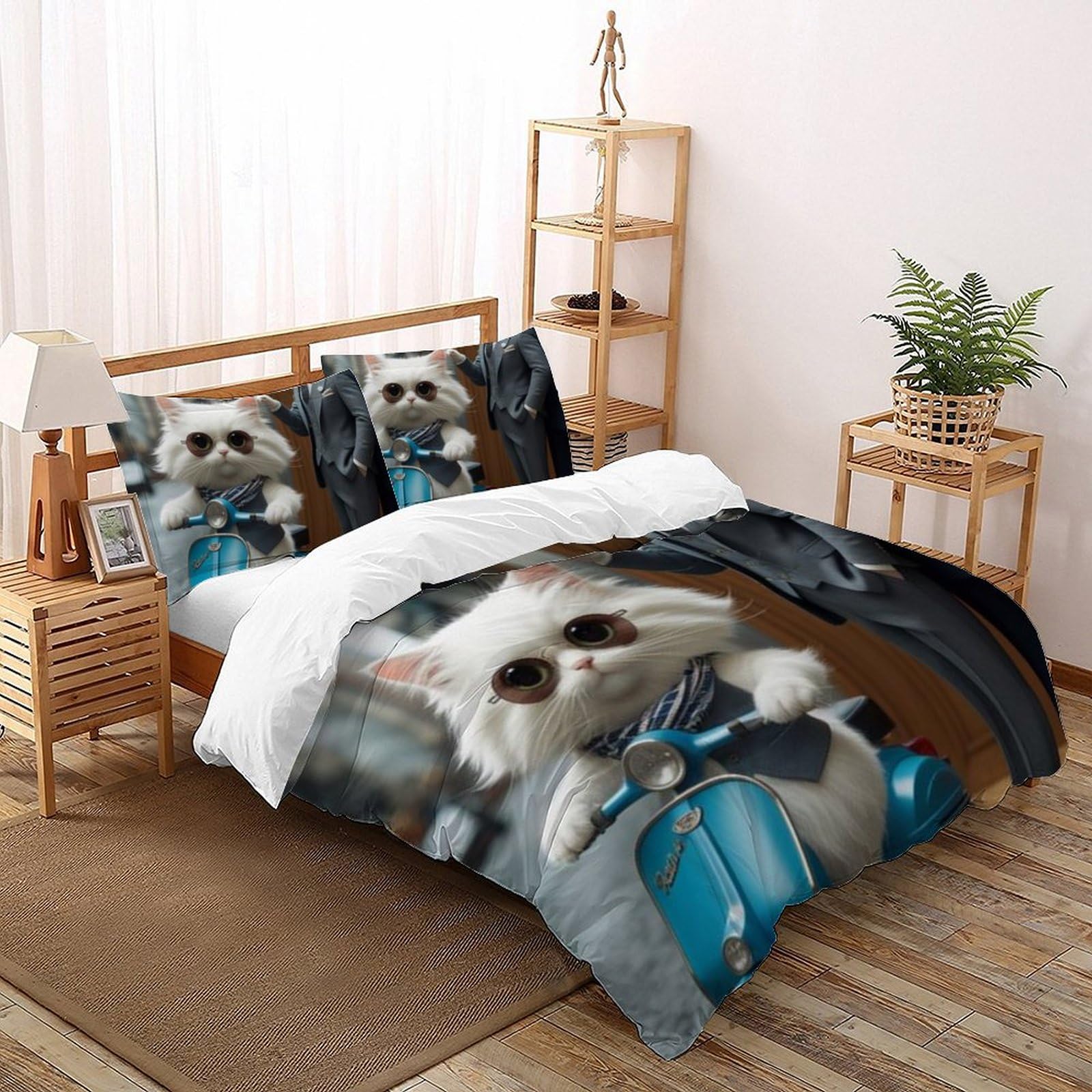 Fermeture éclair sur housse de couette animaux 260x220cm Le Chaton